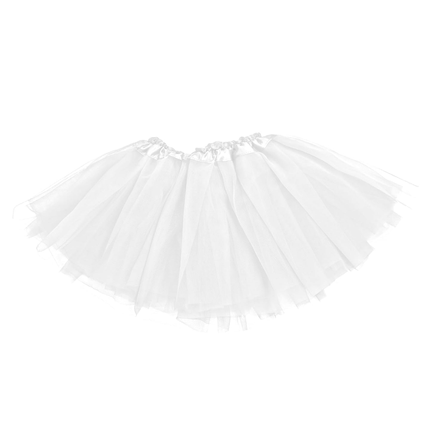 Yolev 3 Layered Soft Tulle Tutu Skirt for Girls Princess Ballet Dance Dress Kid Tulle Dance Skirt for Little Girls Birthday Outfit (White)