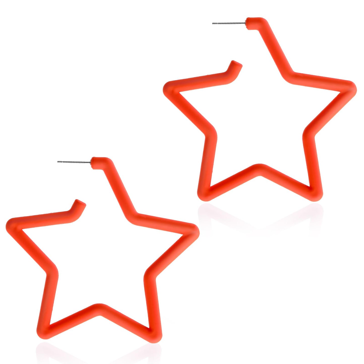 Acrylic Retro Large Star Hoop Earrings Orange Neon Hoop Earrings 80s Classic Big Hoop Earrings for 80's Party Accessories for Women(Orange)