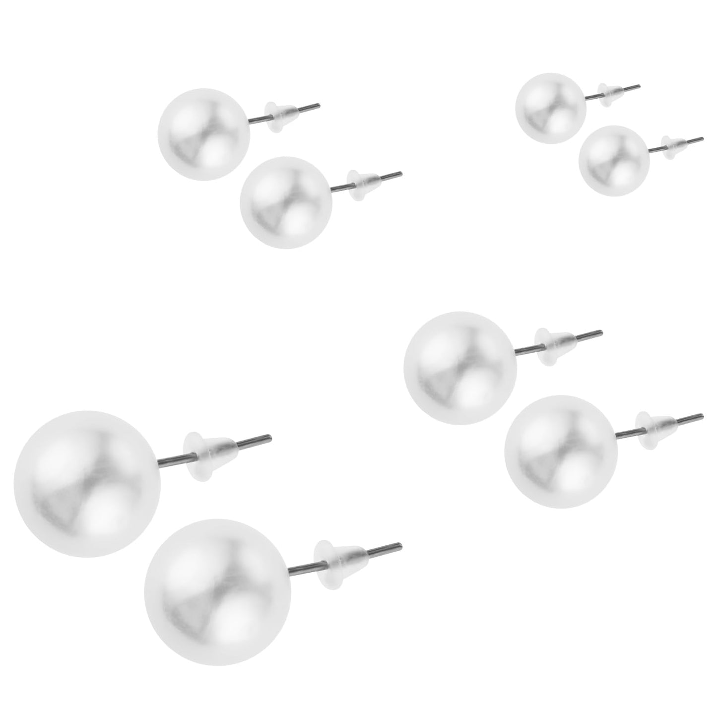 Yolev 12 Pairs Pearl Stud Earrings White Pearl Ear Studs Imitation Pearl Piercing Earring Bridal Wedding Jewelry Gift for Women Girls (6mm 8mm 10mm 12mm)