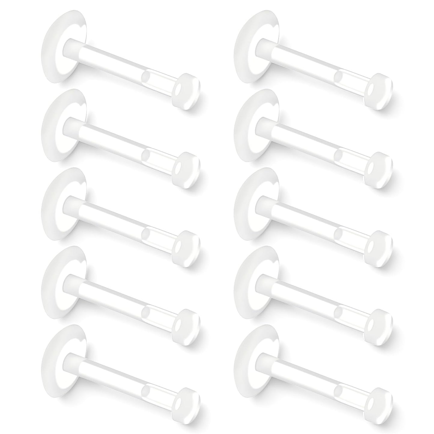HaiFafafaing 10pcs Plastic Earrings 16g Flat Back Clear Earrings For Sports Work Surgery Helix Tragus Lip Labret Piercing Jewelry Labret Studpiercing Retainers Cartilage Earring 8mm