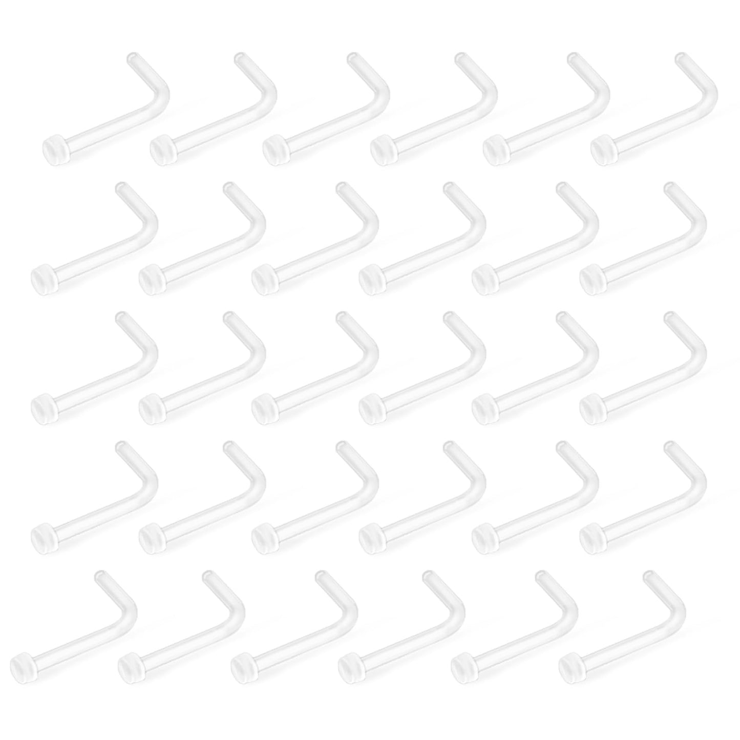 Lusofie 30Pcs Clear Nose Stud 20G L Shape Nose Stud Piercing Retainers Invisible Nose Studs Hide Piercing Retainers for School Daily Work Body Piercing