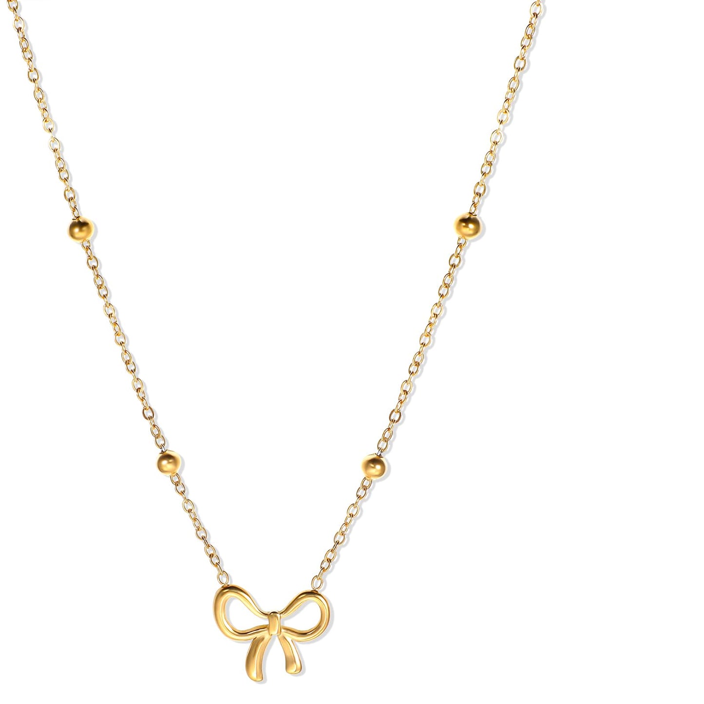 Lusofie Bow Necklace Gold Cute Gold Dainty Necklace Tiny Bow Decor Choker Necklace for Women Dainty Gold Necklace