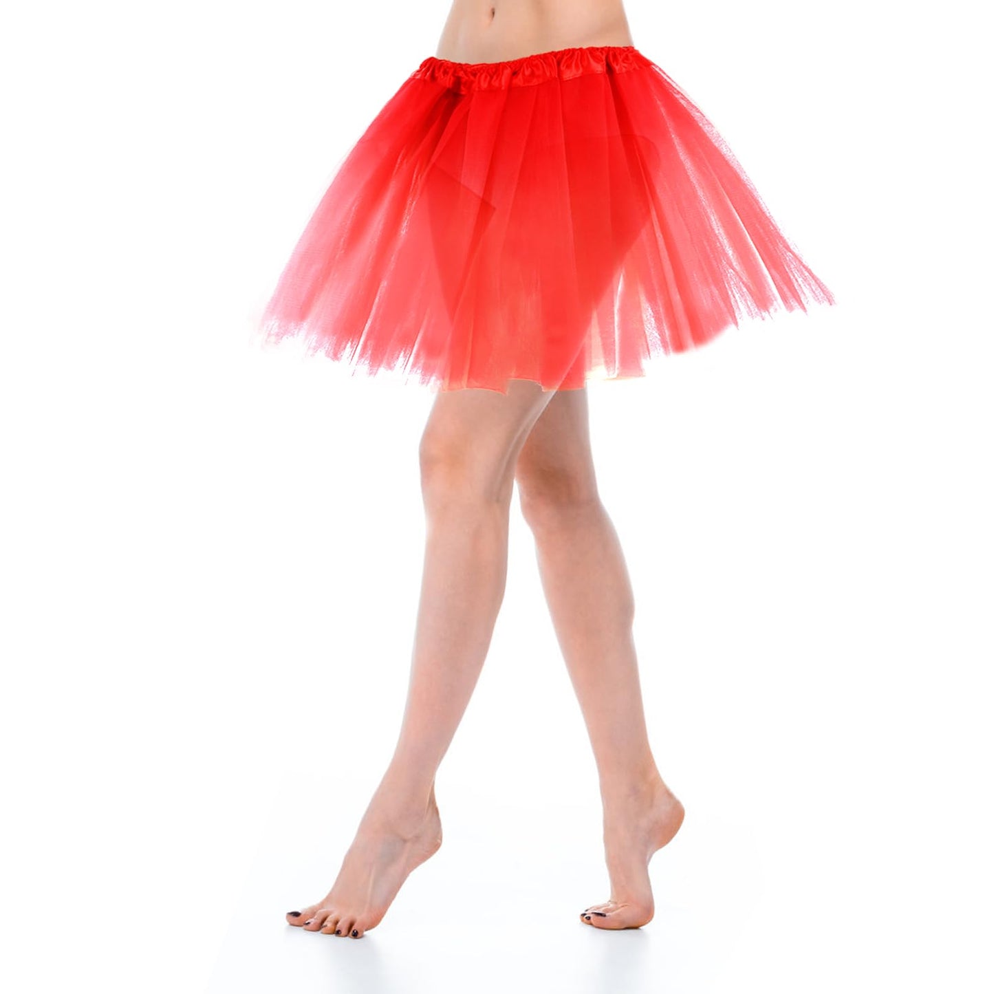 Telooco Tutu Skirts for Women, 1950s Vintage Tulle Bubble Tutus Adult Prom Party Skirt Elastic 3 Layer for Women and Girl (Red)