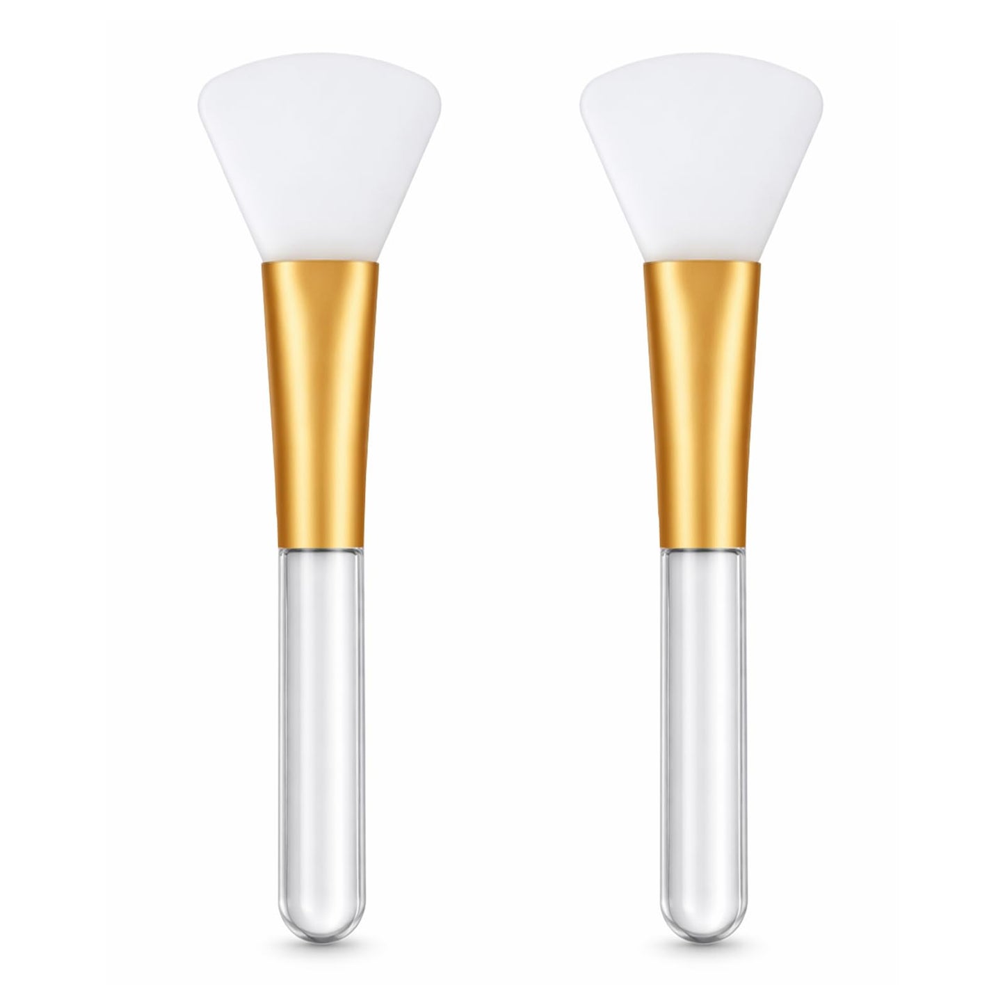 2Pcs Face Mask Brush Soft Silicone Face Mask Applicator Transparent Handles Facial Masks Brush for Body Lotion Butter Clay Masks DIY Even Coverage(Curved head)