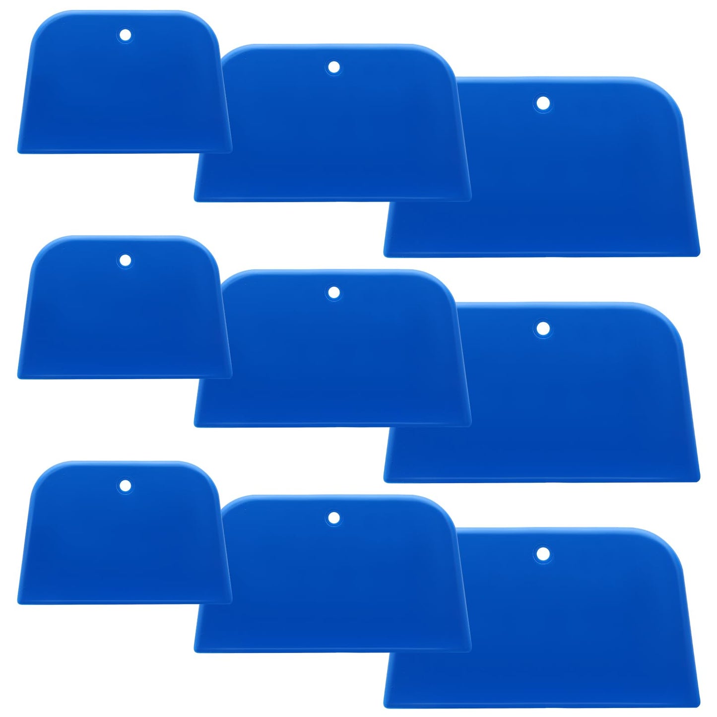 9 Pcs Automotive Body Filler Spreader Hard Plastic Spreader 4, 5, 6 Inch Body Filler Mixing Board Reusable Auto Body Filler Spreader for Applying Fillers, Putties, Glazes, Caulks and Paint (Blue)
