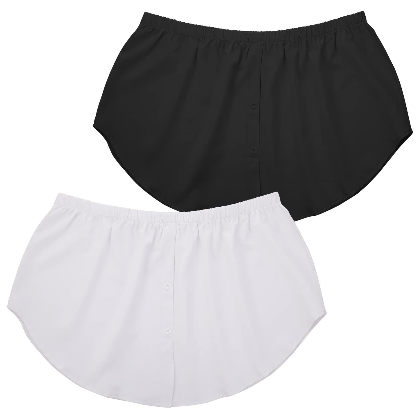 Lusofie 2 Pcs Shirt Extender for Women, Adjustable Layering Fake Top Lower Sweep Skirt Half-Length Splitting Mini Skirt Hemline Shirt Undershirt Skirt Black/White