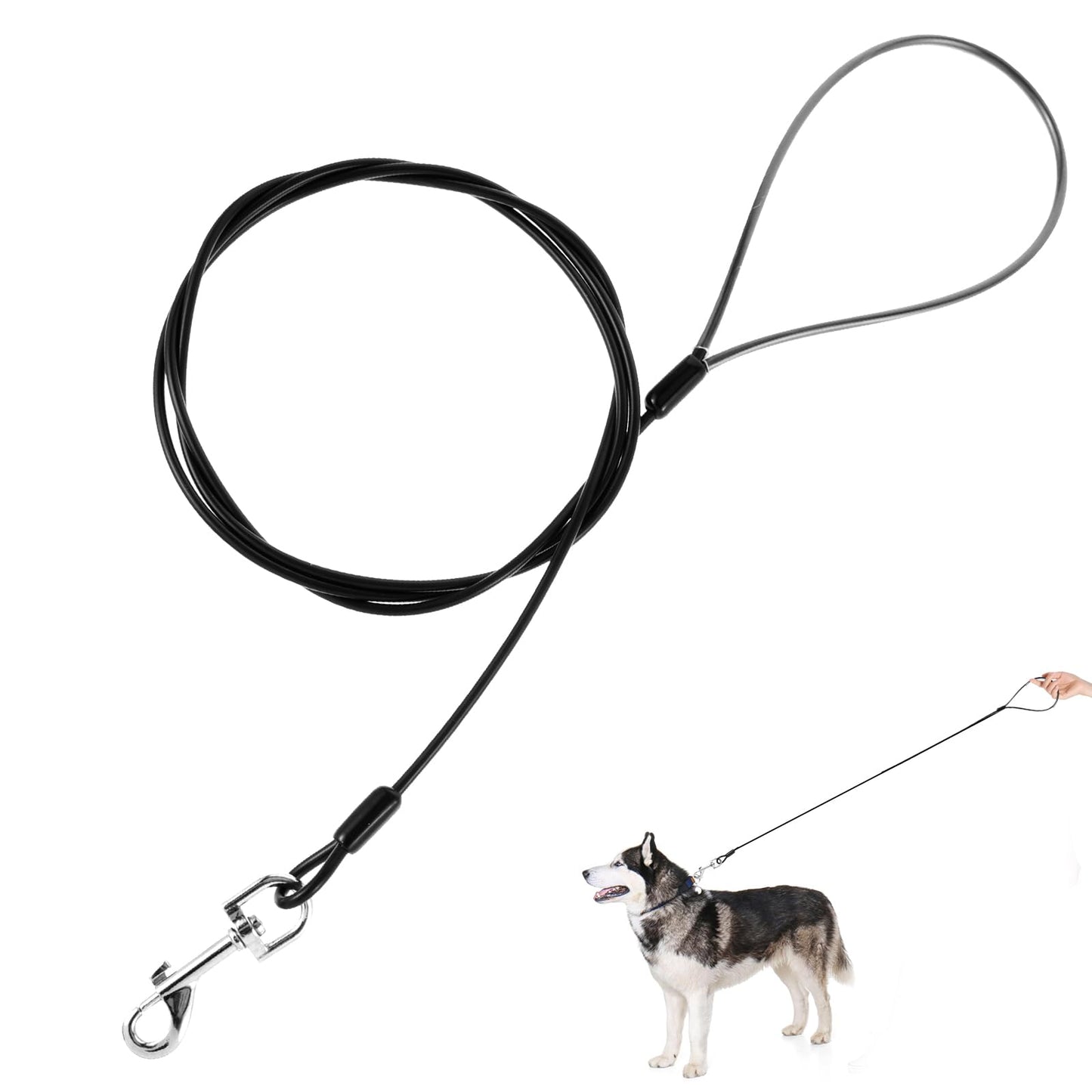 Lusofie Chew Proof Dog Leash Metal Rope Dog Leash Dog Leashes For Large Dogs Heavy Duty Dog Leash For Small Dogs And Medium Dogs Collar Harness (Black 180cm/70in)