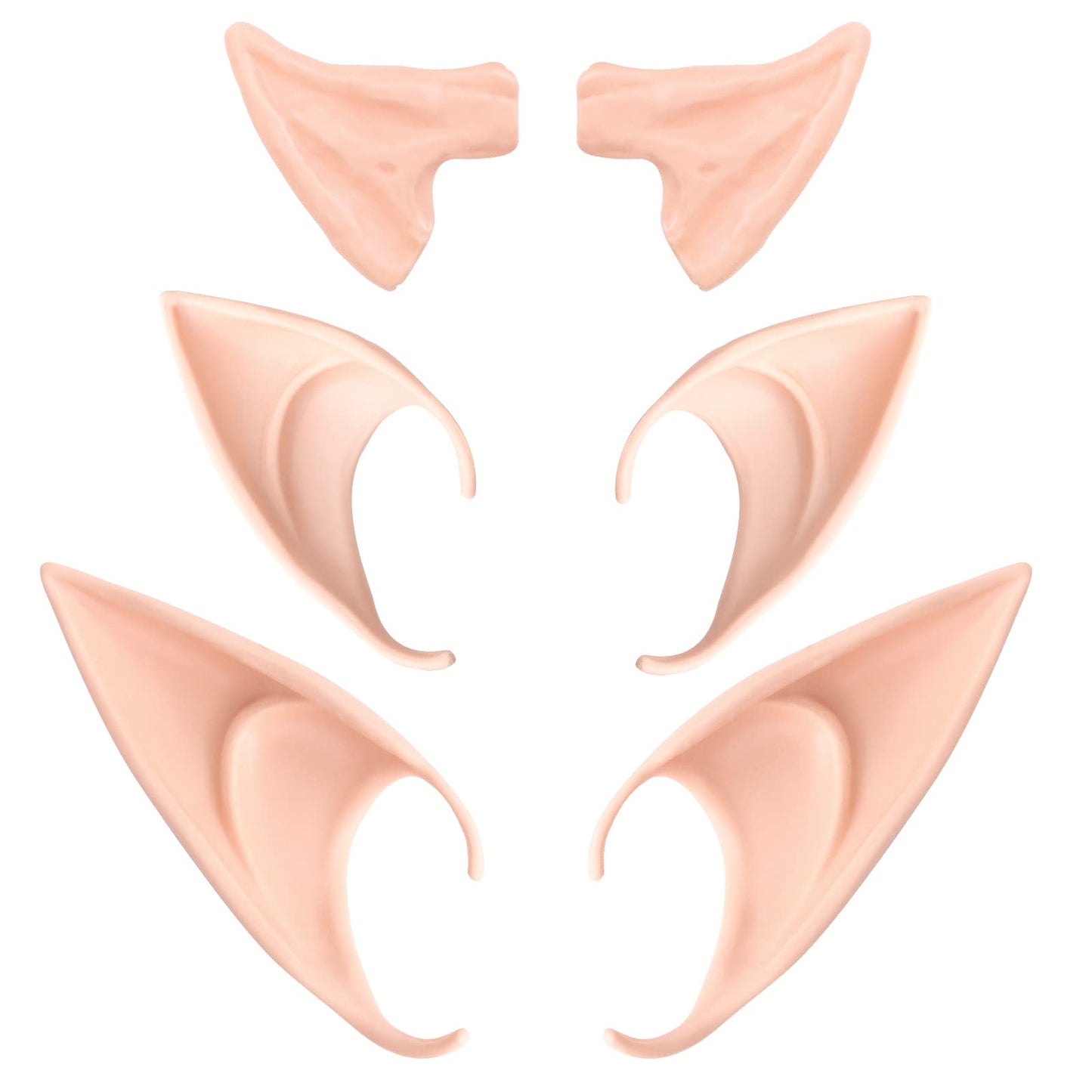 Lusofie 3 Pairs Latex Elf Ear Pixie Costume Fairy Ears Cosplay Ears for Cosplay Halloween Christmas Any Themed Party