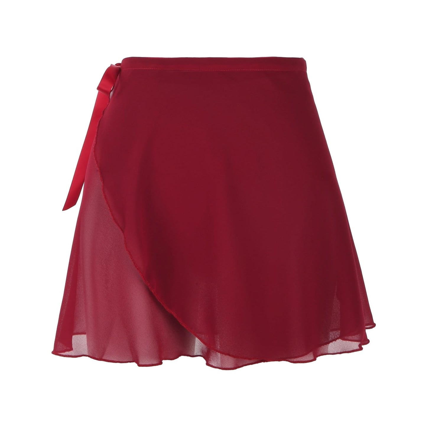 Lusofie Dance Skirts for Women with Elastic Ties Short Ballet Skirt Sheer Chiffon Adjustable Women's Ballet Wrap Skirt Adult Dance Skirts for Girls(Red)