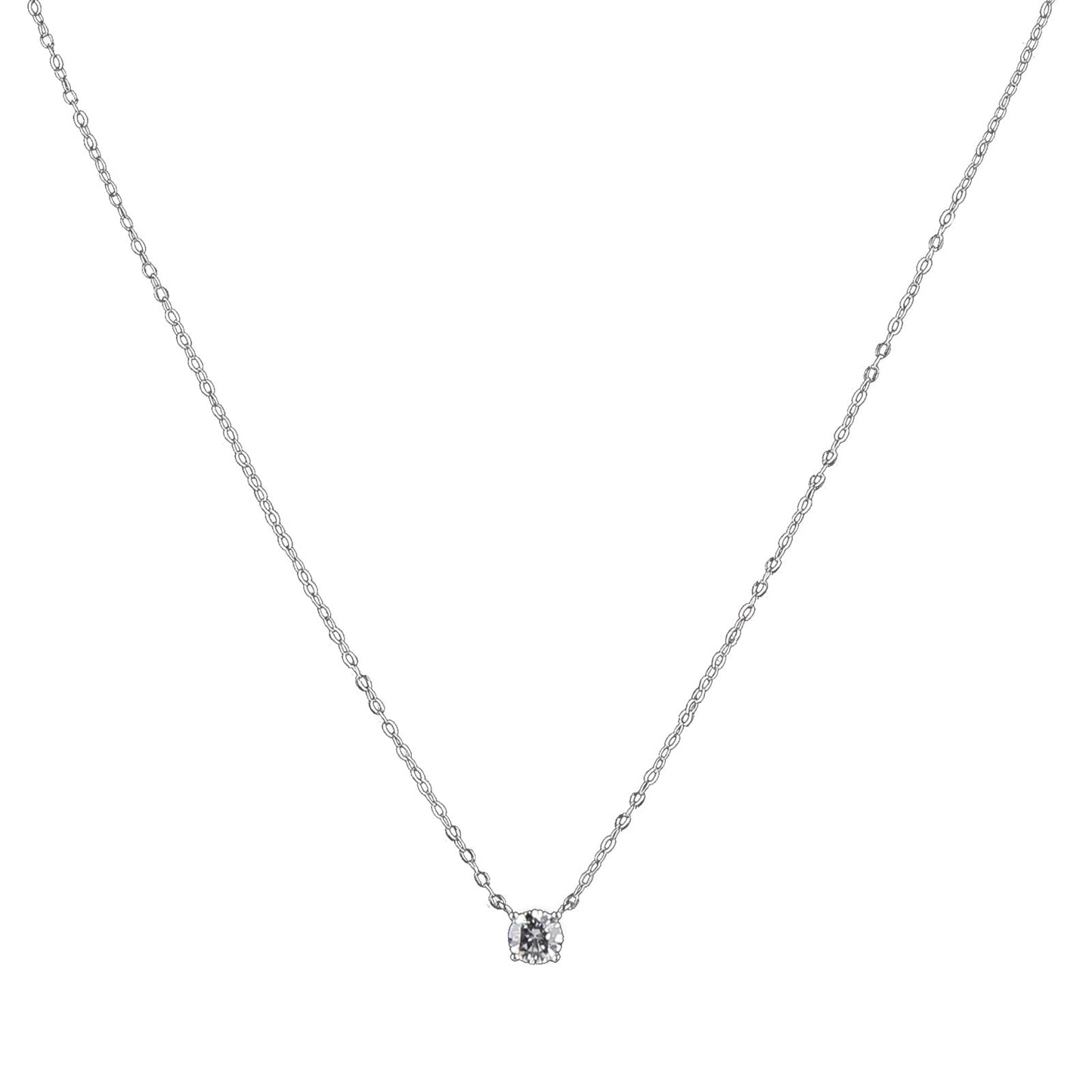 Telooco Dainty Silver Necklace for Women Diamond Pendant Necklaces Simple Cubic Zirconia Choker Necklace for Bride Bridesmaid Weeding Jewelry Gifts