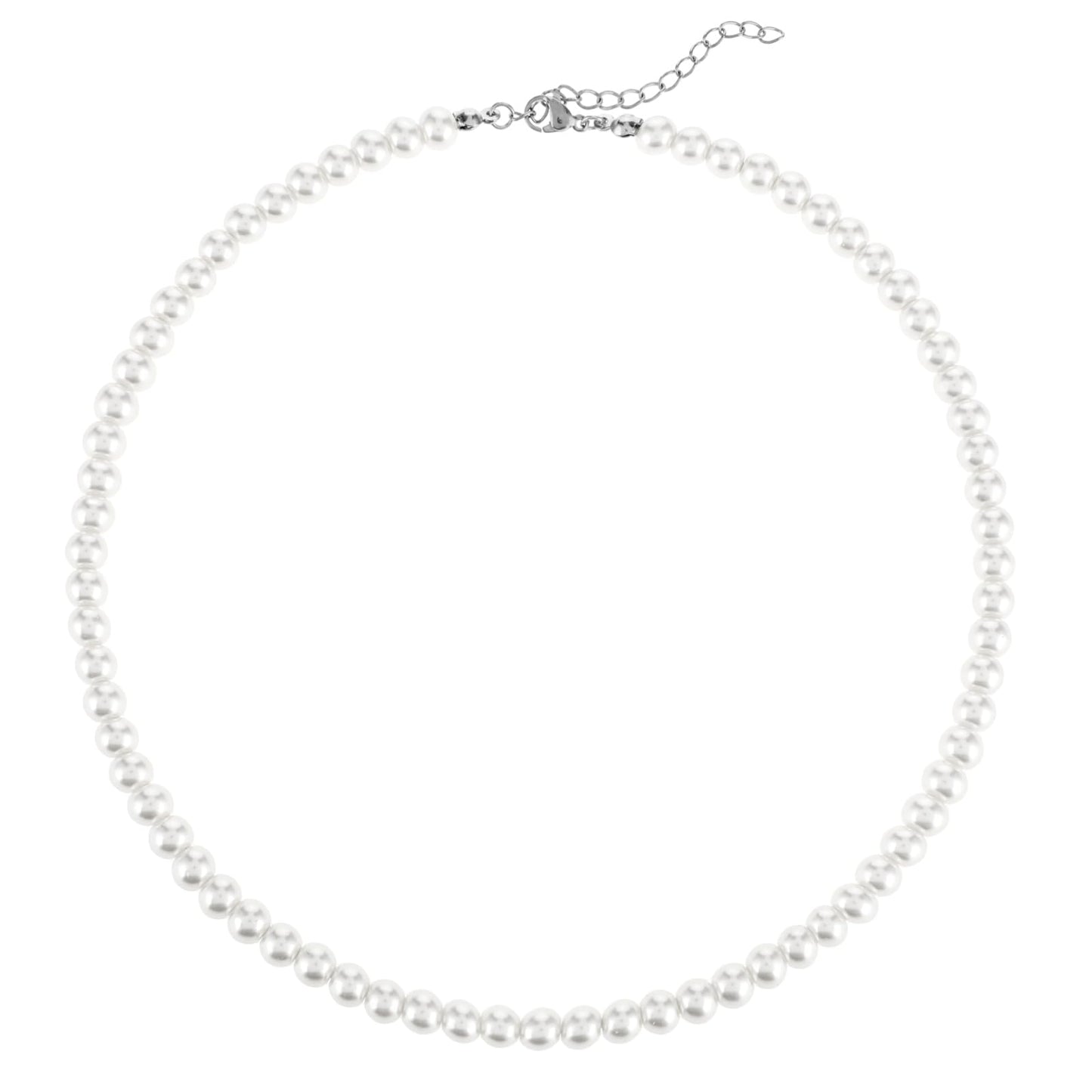 Pearl Necklace Faux Pearl Necklace for Women Simulated Pearl Necklaces Round White Pearl Costume Jewelry Accessories for Women Girls Brides Wedding Gift (Silver)