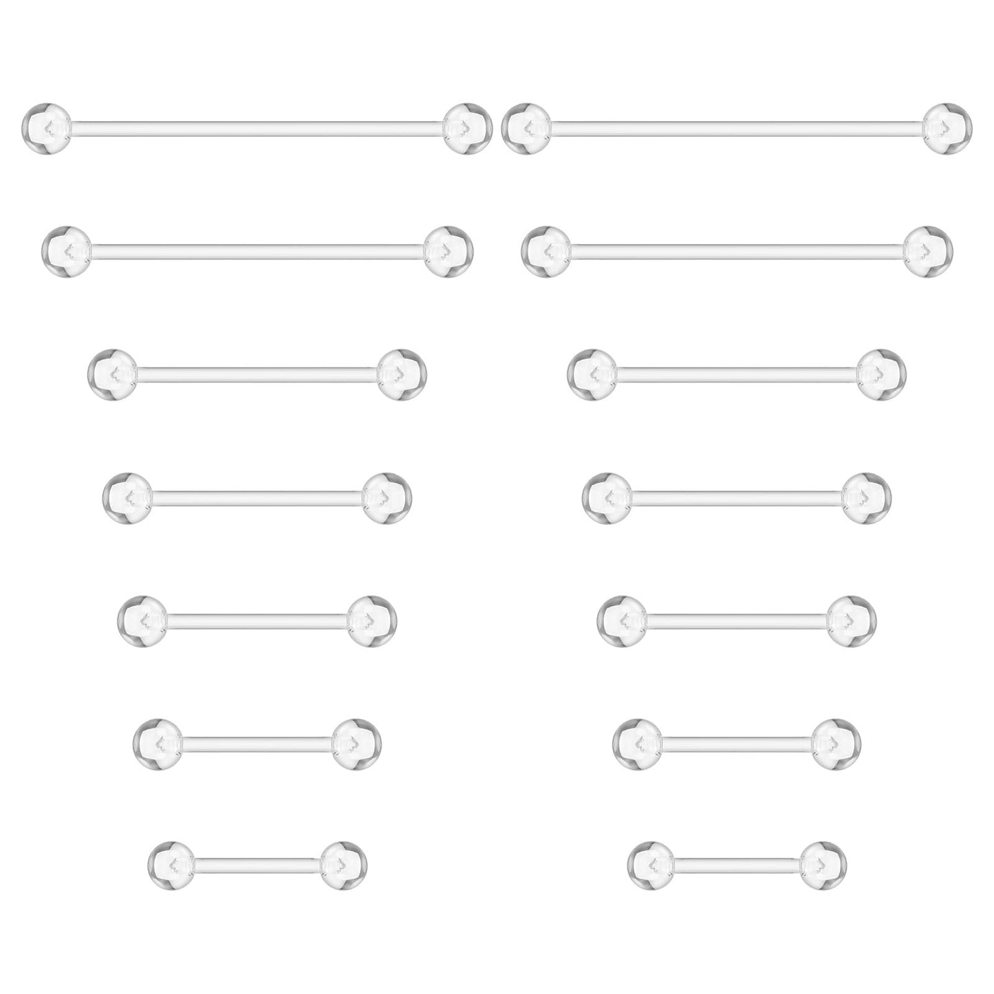 14pcs Plastic Nipple Rings for Surgery Acrylic Clear Tongue Ring