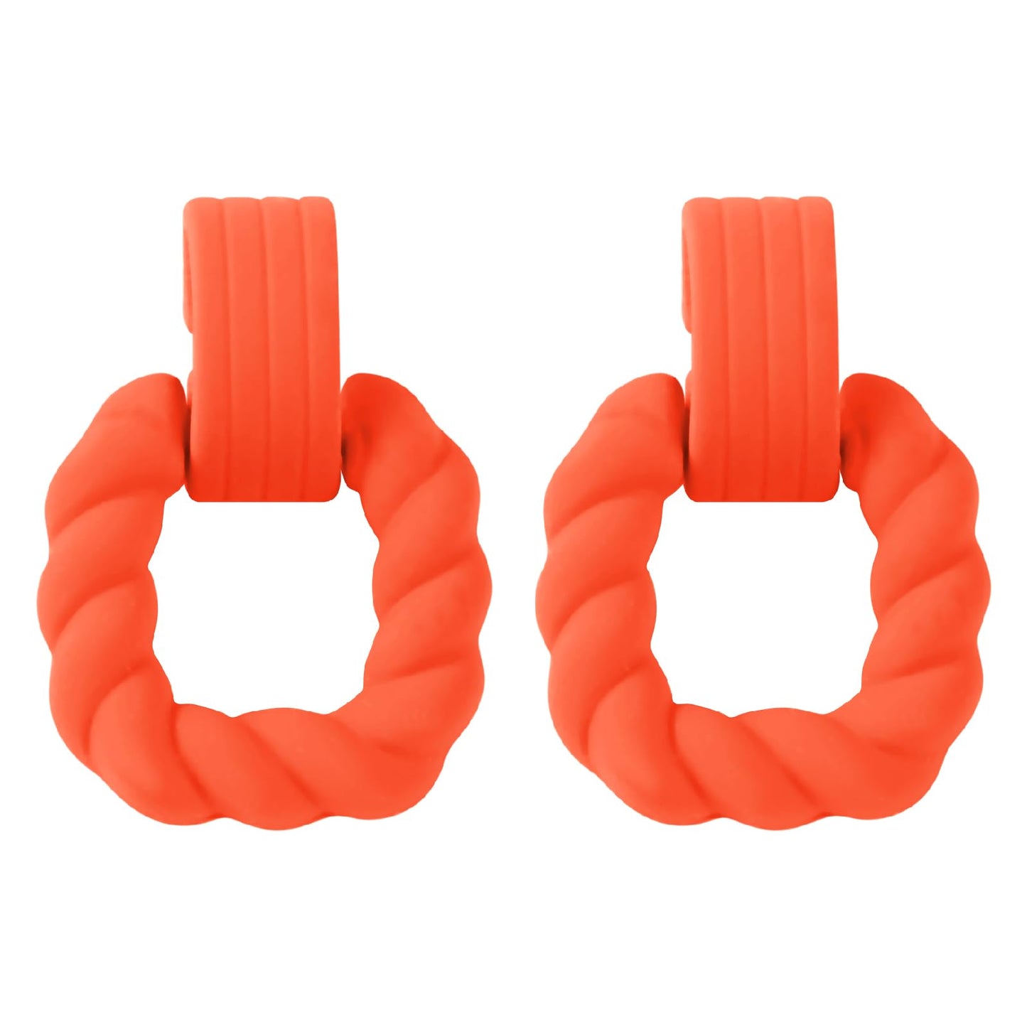 Orange Acrylic Earrings for Women Neon Orange Rectangle Earrings Twisted Geometric Statement Earrings Burnt Orange Earrings for Women Cute Square Candy Earrings for Women Girls Gifts