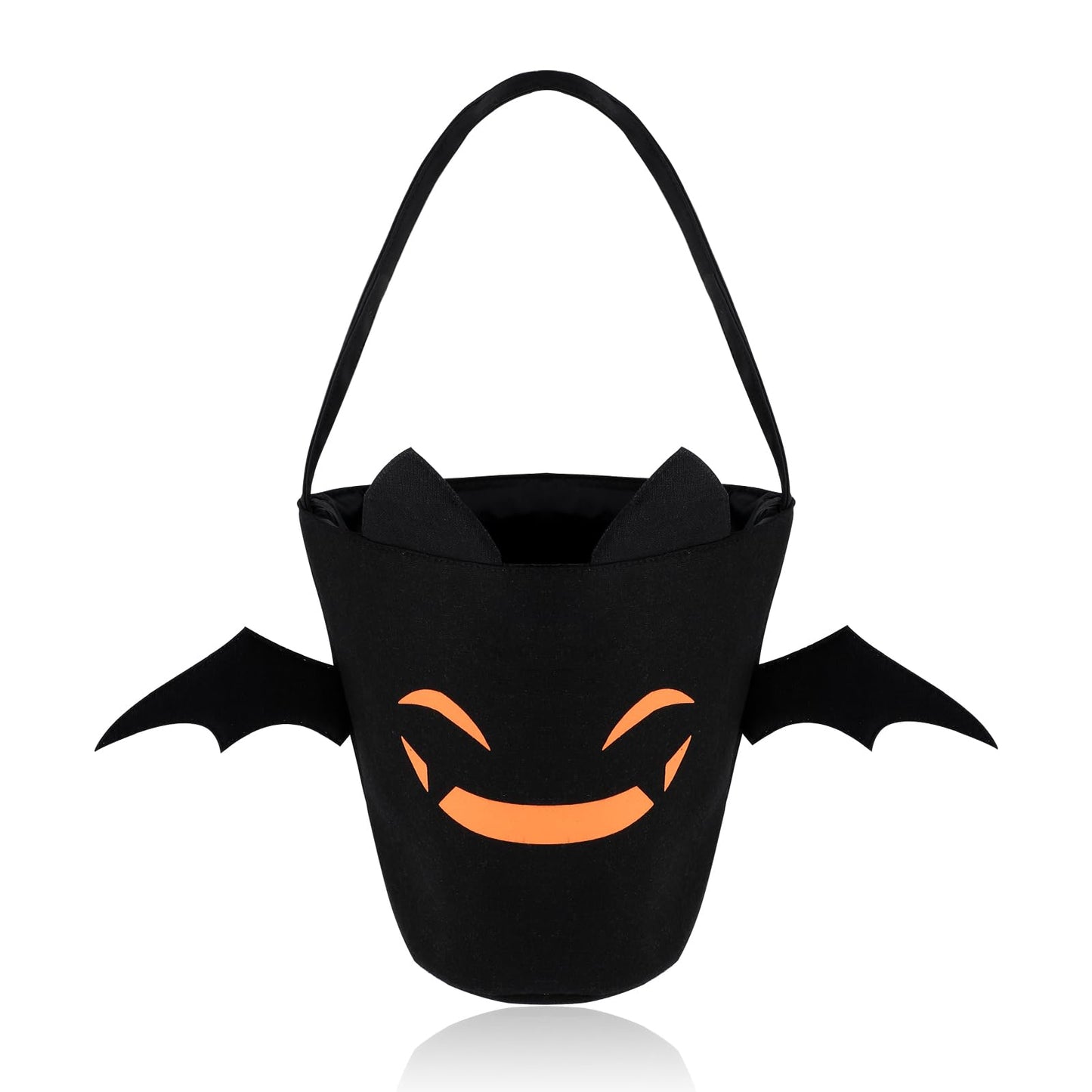 Lusofie Halloween Trick or Treat Bags Bat Halloween Candy Bucket Reusable Canvas Tote Gift Bags for Kids Halloween Parties(10.6 x 8.8inch)