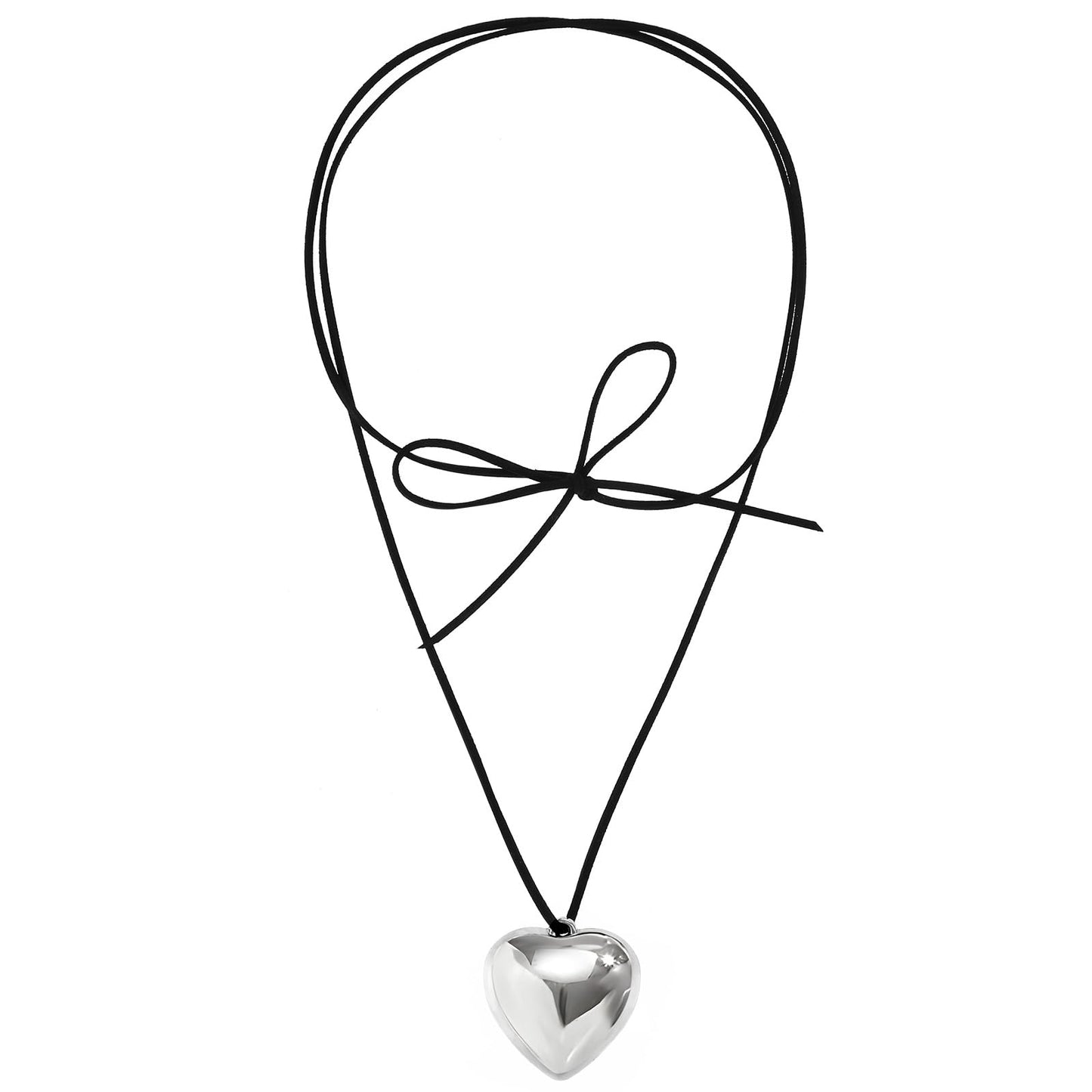 DIVINA VITAE Chunky Heart Necklace Choker Big Glass Heart Necklace Adjustable Black Velvet Chunky Heart Pendant Gothic Big Pendant Necklace Heart Jewelry Gifts for Women Teen Girls