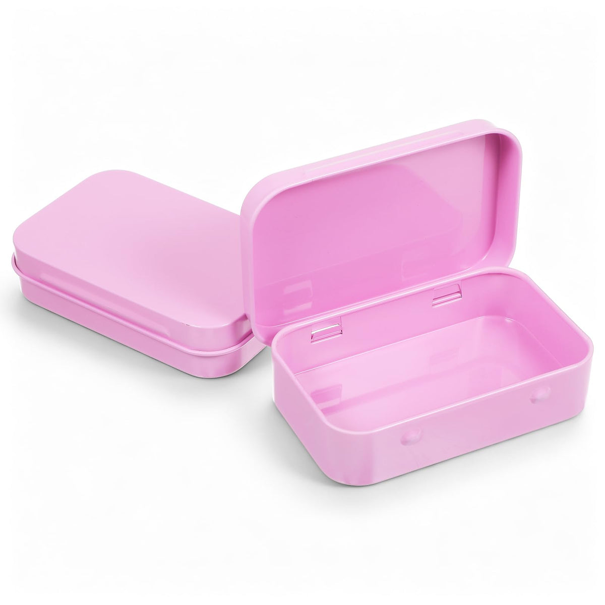 2 Pcs Pink Metal Tin Box, 3.7 x 2.4 x 0.86 In Small Tin with Lid
