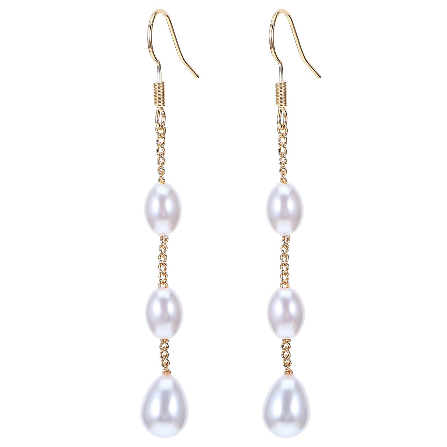 Pearl Earrings for Women Trendy,14k Gold Dangle Earring Anti-sensitive Pearl Dangle Earrings Can be Used as Wedding Prom Graduation Birthday Jewelry