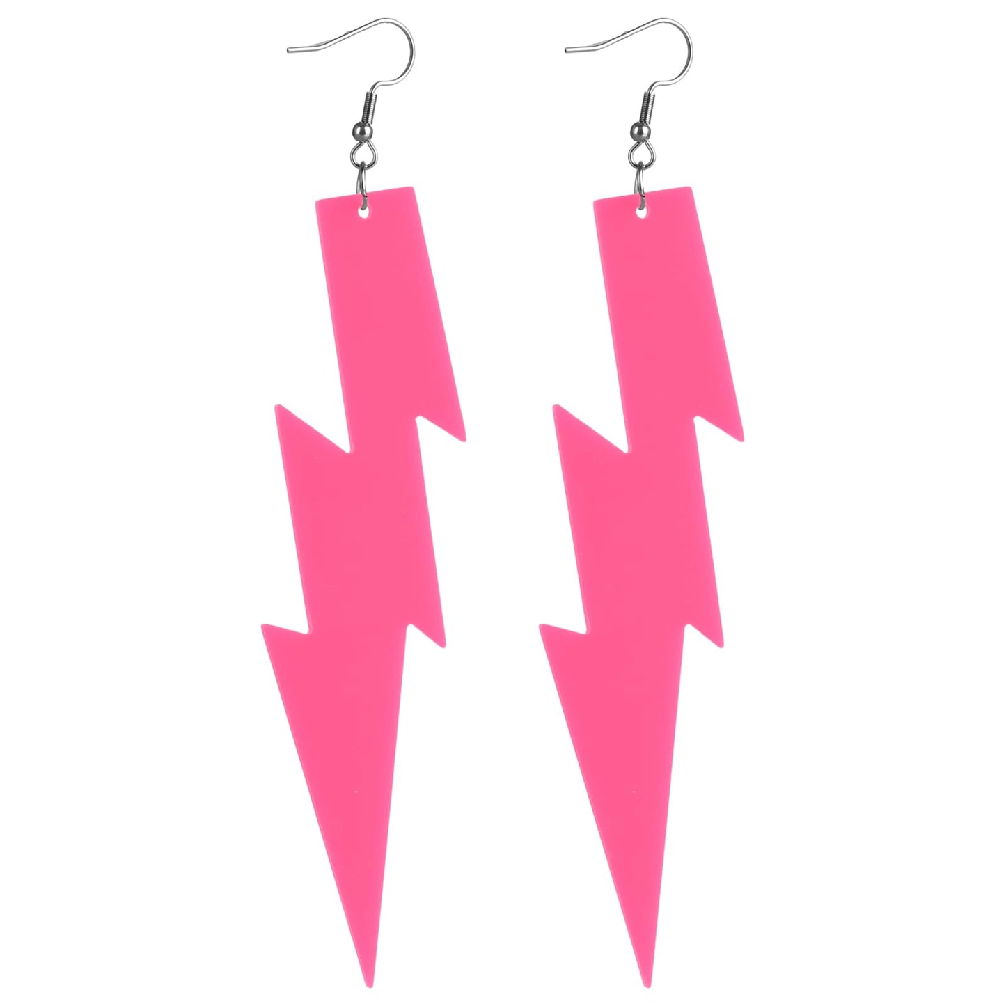 Multicolor 80s Earrings for Women Acrylic Lightning Bolt EarringsRetro Exaggerated Party Earrings Flash Lightning Bolt Dangle Earring Halloween Jewelry 80's Outfit Party Accessories for Teens Adults