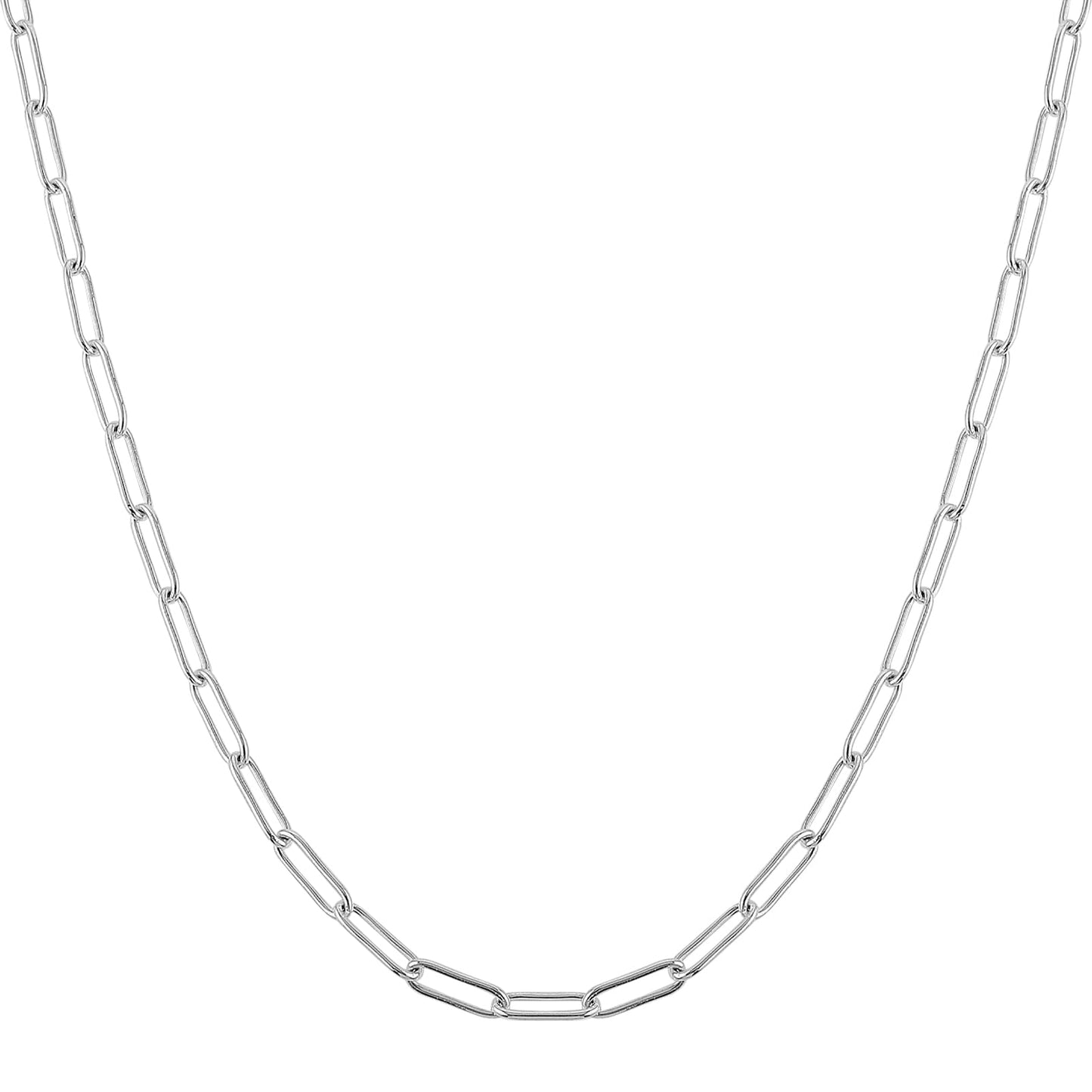 Telooco Paperclip Chain Necklace Silver Stainless Steel Necklace Silver Plated Link Necklaces for Women Girls