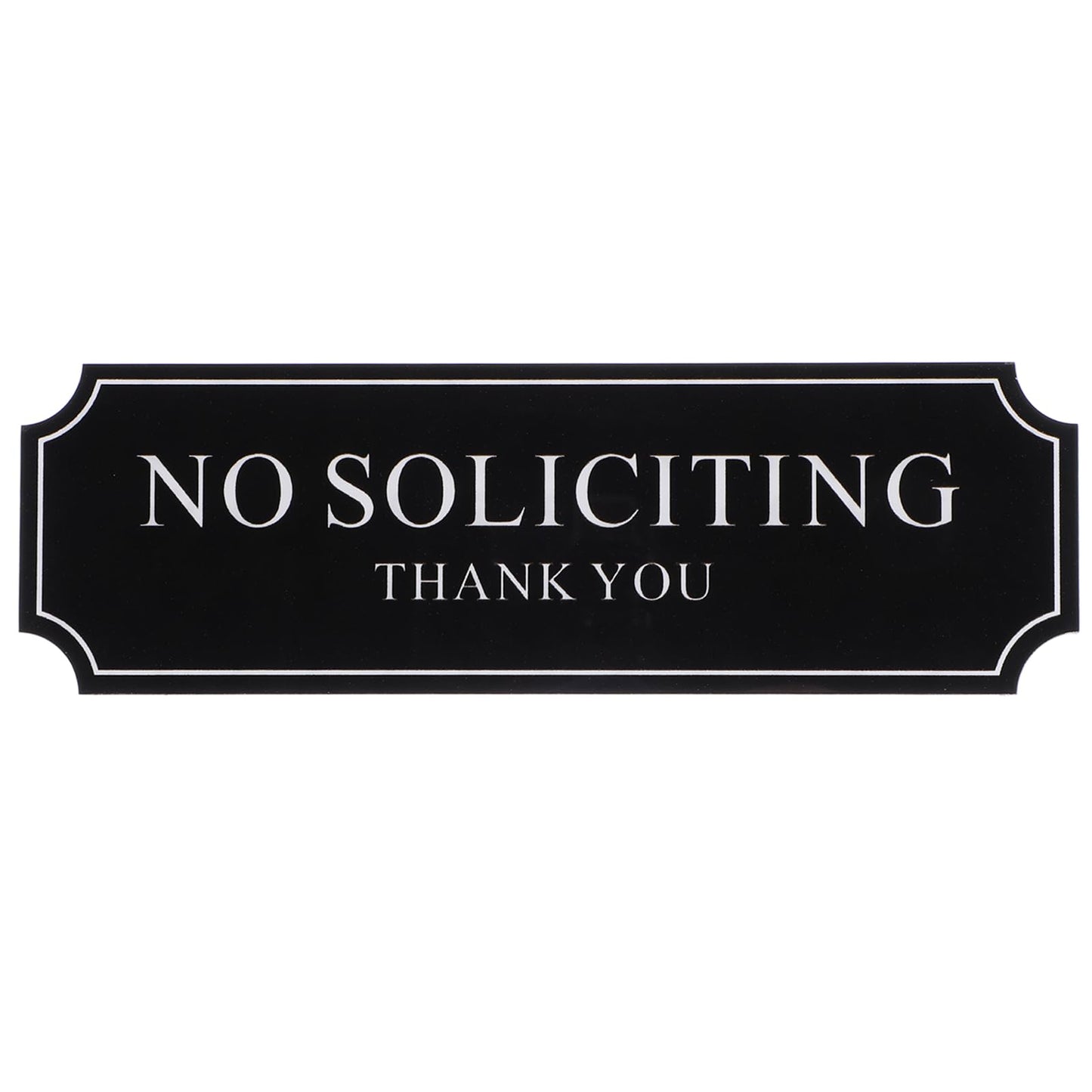 No Soliciting Sign for House and Business 20 x 6 cm Acrylic Self-Adhesive Sign for Front Door, Indoor/Outdoor Use, Apartments, Office Waterproof, UV & Weather Resistant