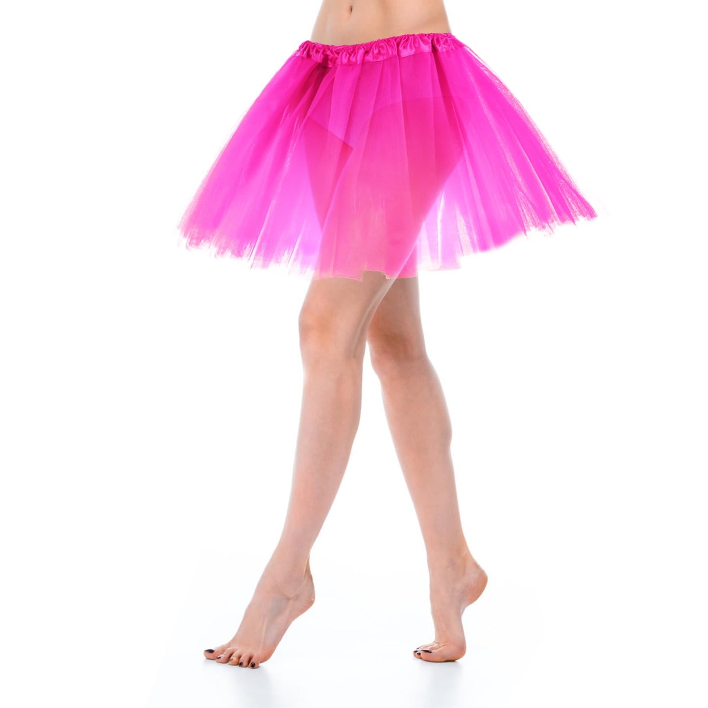 Telooco Tutu Skirts for Women, 1950s Vintage Tulle Bubble Tutus Adult Prom Party Skirt Elastic 3 Layer for Women and Girl (Rose Red)