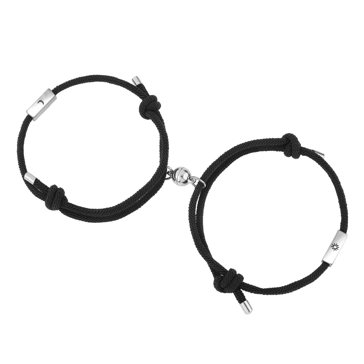 Lusofie 2pcs Magnetic Couples Bracelets Adjustable Magnetic Bracelet Magnetic Heart Bracelet Matching Bracelets for Best Friend Boyfriend and Girlfriend