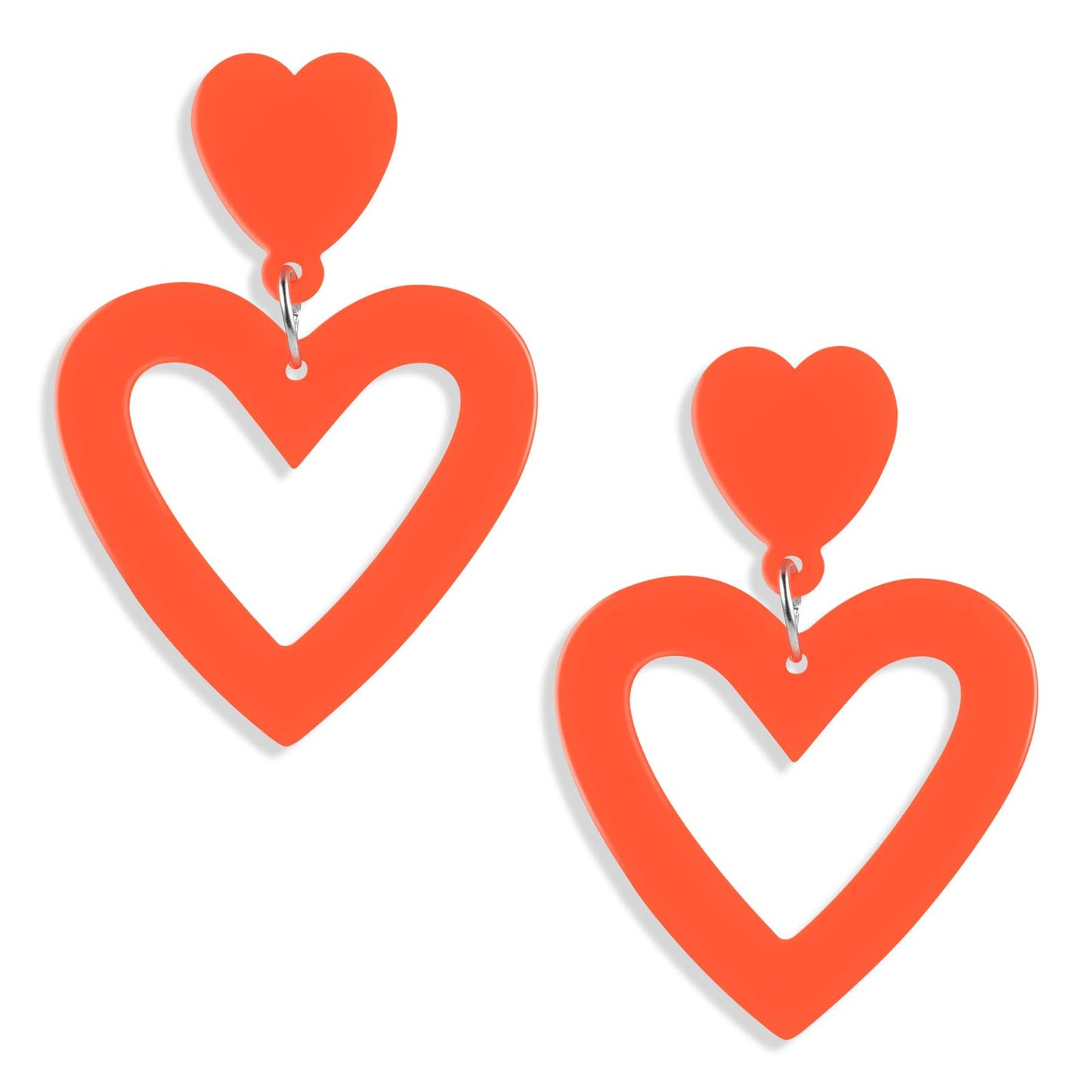 Acrylic Double Heart Valentines Earrings for Women Heart Statement Earring Love Heart Earrings Dangle for Valentine's Day Mother's Day Birthday Heart Shaped Earrings for Women Girl Jewelry Gifts