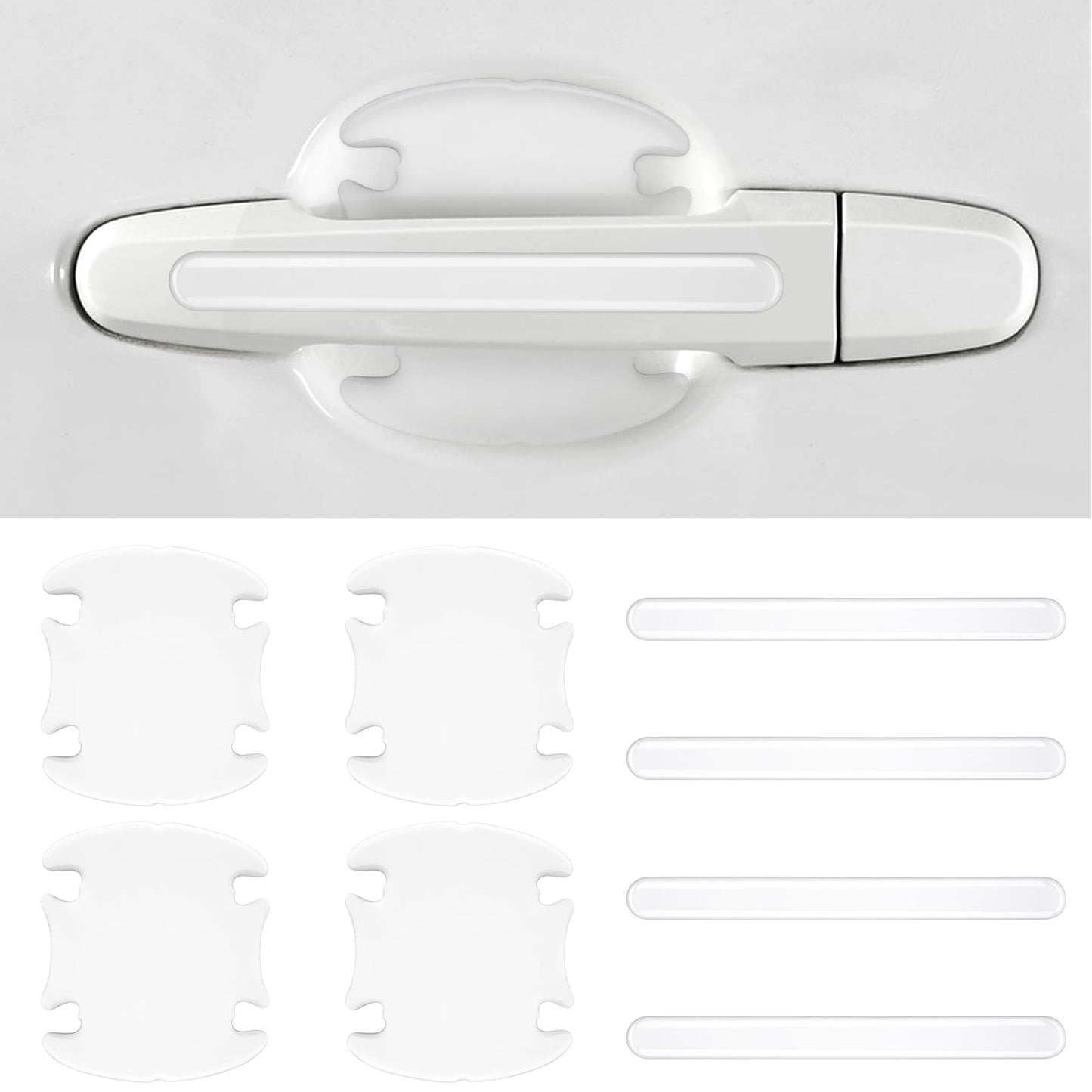 Lusofie 8Pcs Car Door Handle Protectors White Universal Car Door Handle Scratch Protection Cover Waterproof Guard Film Stickers Paint Guard Prevent Scratches