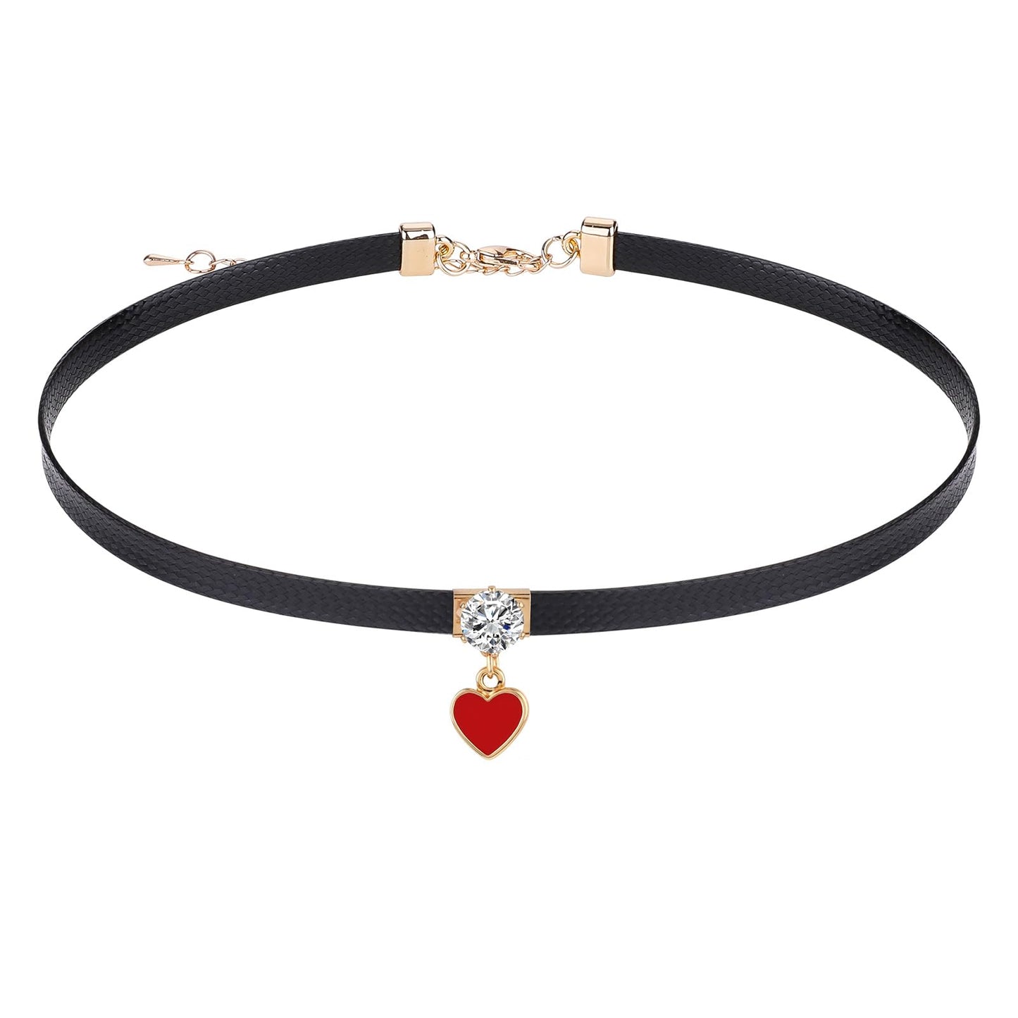 Yolev Black Leather Choker Necklace for Women Black Collar Necklaces Gothic Goth Choker Necklace with Heart Shaped Pendant Jewelry Gift for Women Girls