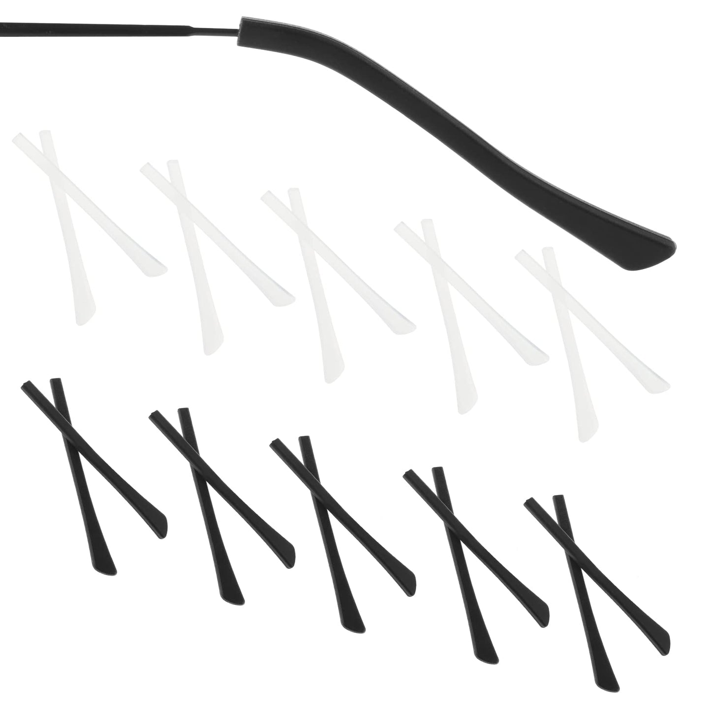 Lusofie Eyeglass Replacement Temples, Silicone Eyeglass End Tips Ear Sock Pieces Tube Sleeve Eyeglass Temple End Tips Soft Silicone Anti Slip for Thin Metal Eyeglass Legs Black