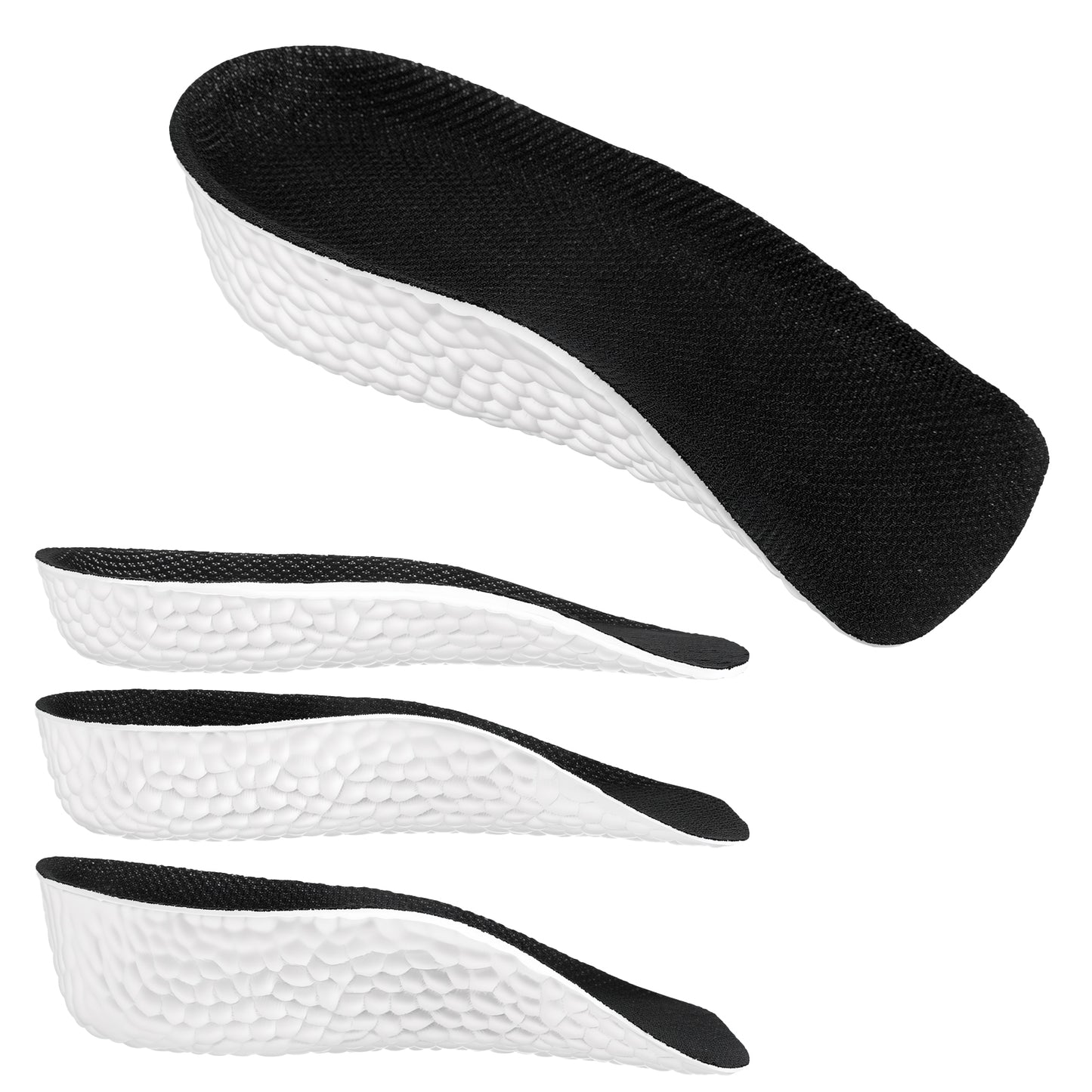 3 Pairs EVA Height Insoles, Arch Support Heel Lifts for Men, Anti-Slip Height Booster Insoles, Relieve Foot Pain (Black, 1.5cm, 2.5cm, 3.5cm)