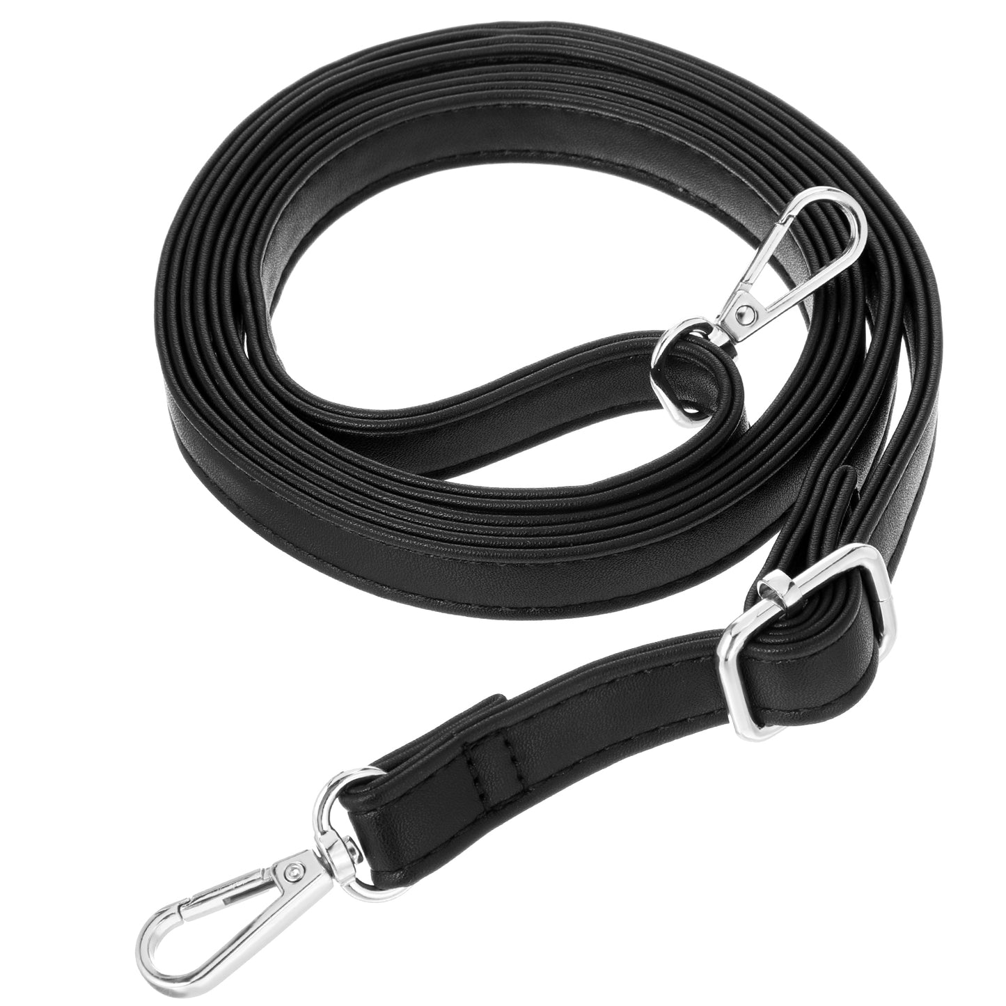 Leather Purse Strap Adjustable Long Purse Strap Replacement Black Shoulder Bag Strap for Crossbody Bag Handbags(Silver Buckle)