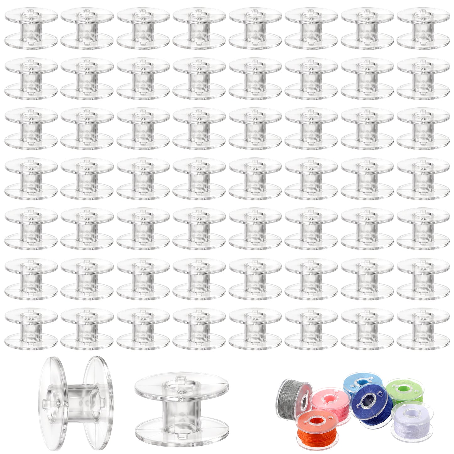 100Pcs Clear Plastic Sewing Machine Bobbins Class 15 Bobbins for Sewing Machines Transparent Plastic Bobbins for Brother Sewing Machine for SA156 Sewing Accessories
