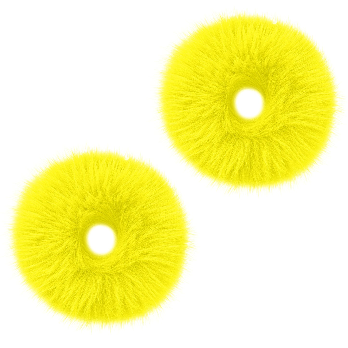 Lusofie 2Pcs Yellow Pompom Hair Tie, Furry Faux Rabbit Fur Fuzzy Scrunchies,Yellow Fuzzy Hair Ties Baby Hairs Ties Ponytail Holders Pom Hairs Accessories for Girl Women