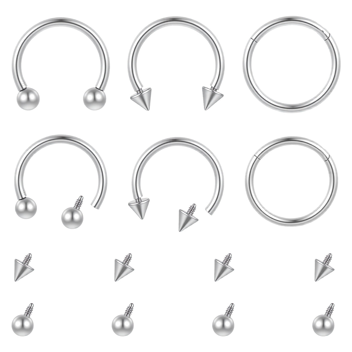 6Pcs Septum Rings,16g Septum Nose Ring, Surgical Steel Small Septum Rings