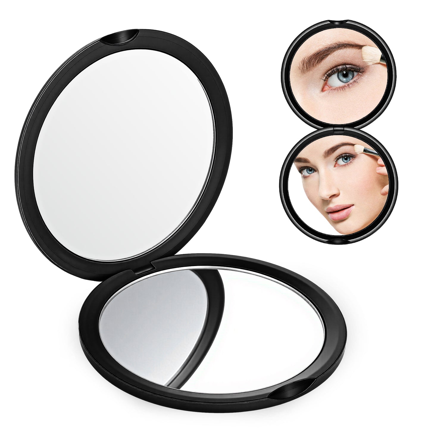 Lusofie compact magnifying mirror 1X / 20X small mirror for purse Round Black Portable small pocket mirrors for Man Woman 3 inch
