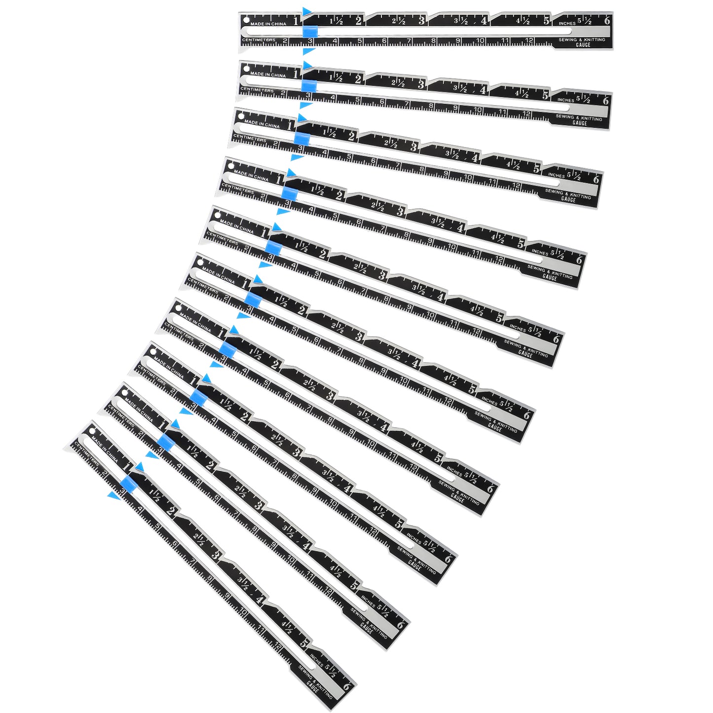 10 Pcs Sewing Gauge, 6-Inch Sliding Gauge Sewing Ruler, Stainless Steel Seam Gauge Quilting Ruler, Metal Sewing Measuring Tool for Knitting Crafting Sewing Beginner Hemming Measuring(Black)