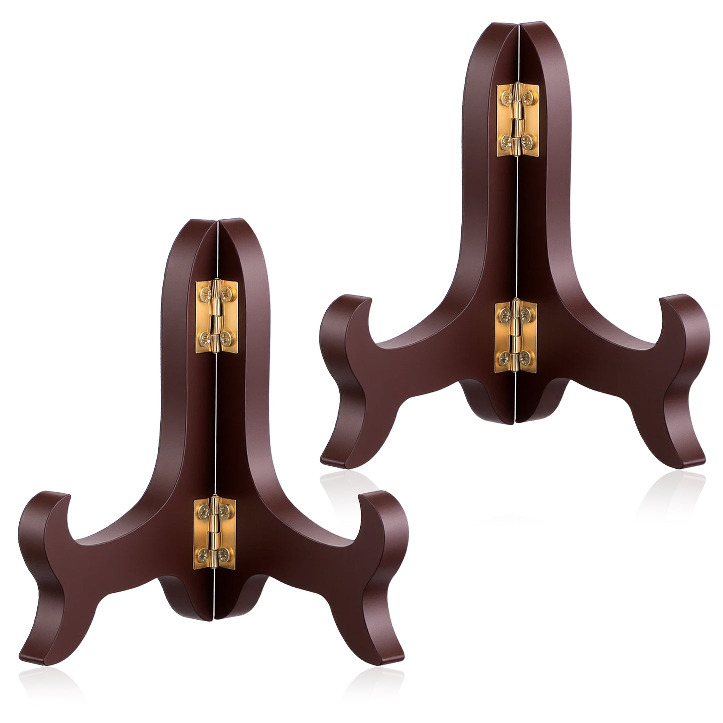 Telooco 2 PCS Wooden Plate Stand, 4" Easel Plate Holder Brown Folding Display Stand Small Wooden Picture Stands Decorative Plates Holder for Display Picture Frame Book Dish Artwork Easels