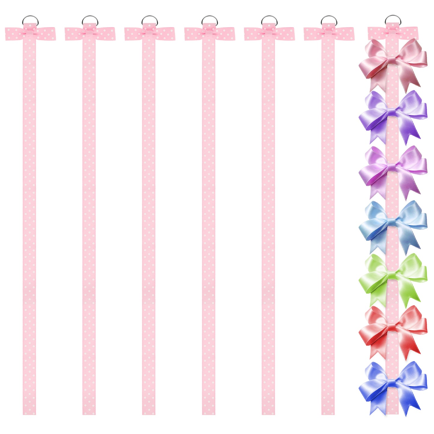 Lusofie 7Pcs Hair Bow Holder Organizer for Girls, Wall Hanging Headband Holder, 38" Long Bow Hair Accessories Storage for Girls Women