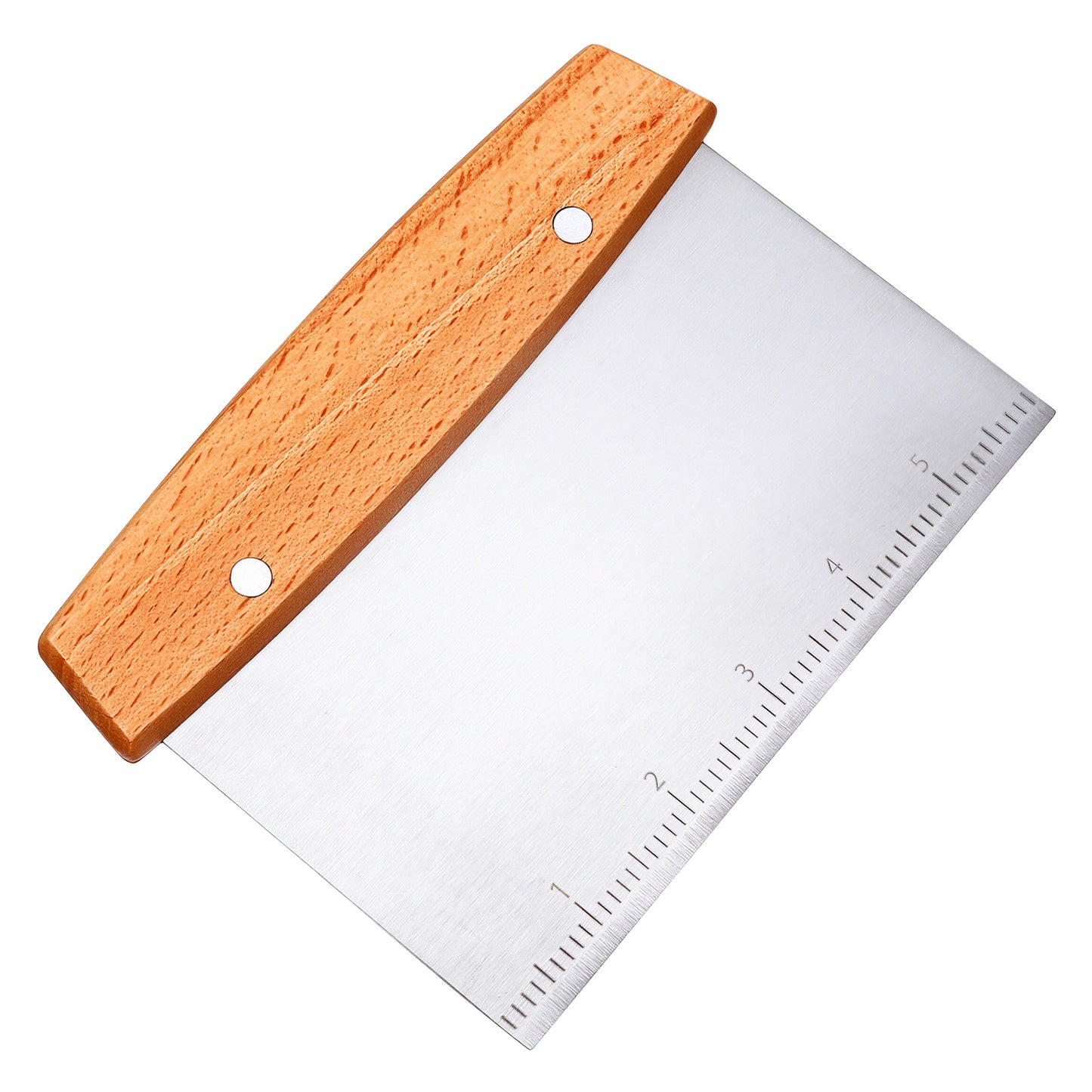 HaiFafafaing Multipurpose Dough Scraper, Stainless Steel Dough Scraper Cutter, Griddle Scraper with Wooden Handle, Pizza Cutter, Kitchen Utensil for Flat Top Griddle, Bread and Pizza