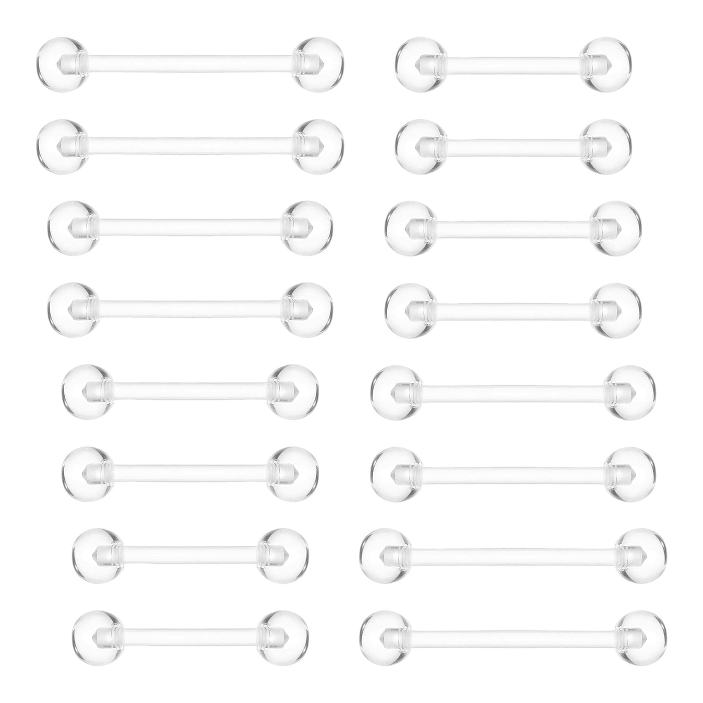 Lusofie 16Pcs plastic nipple rings for surgery - 14G plastic nipple piercings 12mm 14mm 16mm 19mm - Clear Acrylic tongue rings