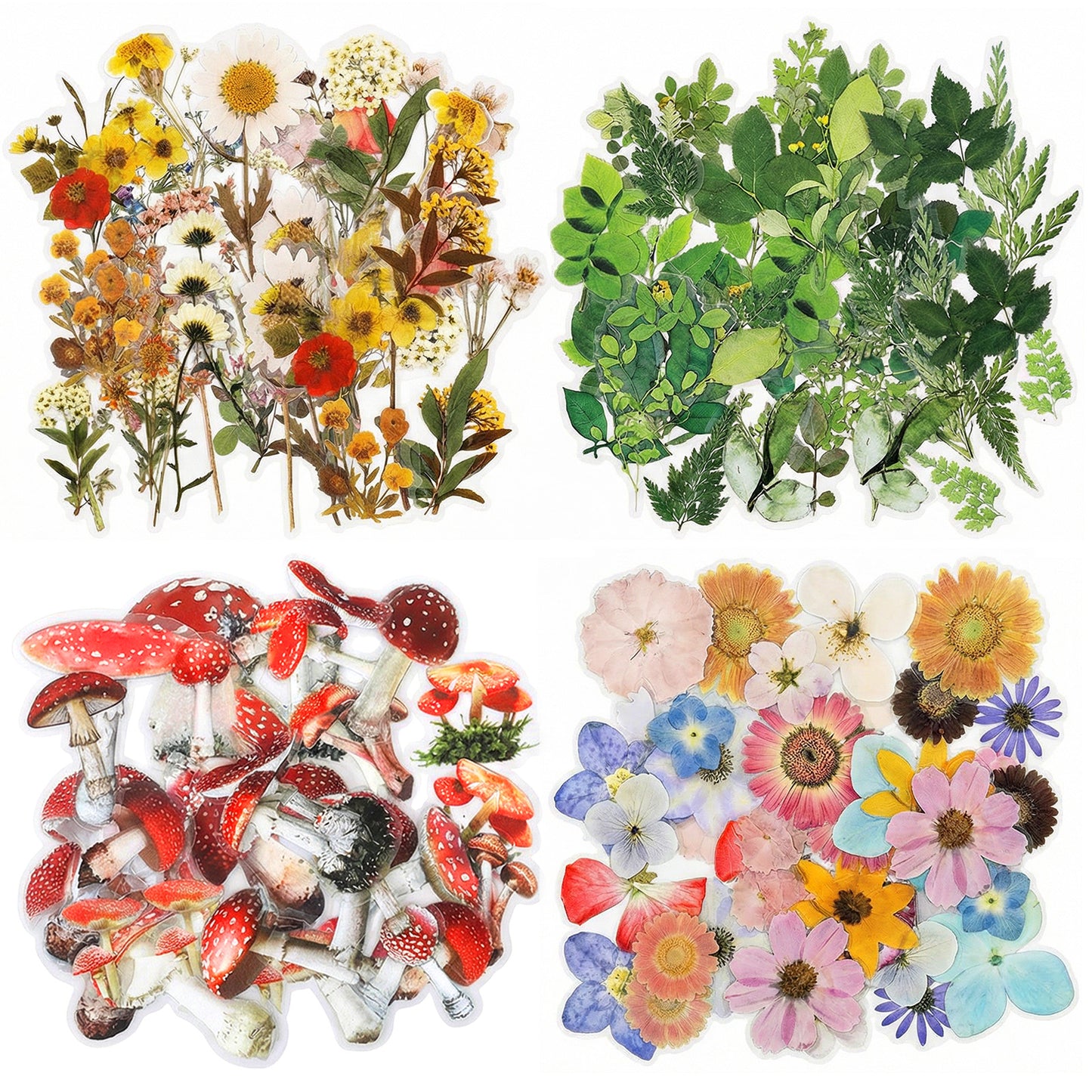 160 Pcs Vintage Botanical Stickers, Waterproof PET Mushroom Flower Plant Leaves Decals, Retro Aesthetic Nature Stickers for Scrapbooking, Art Journaling, Planner, DIY Crafts, Card Making