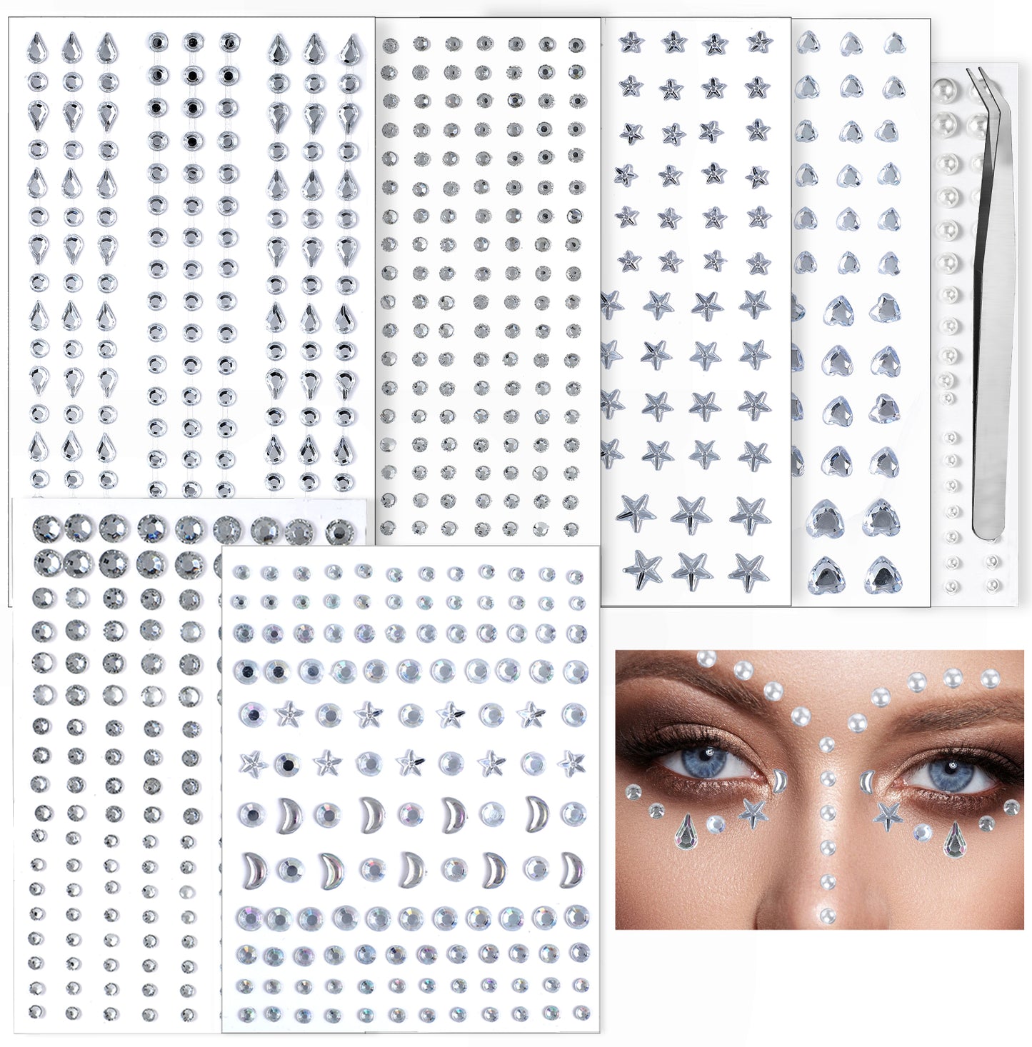 Face Gems Stick on Hair Gems Rhinestone