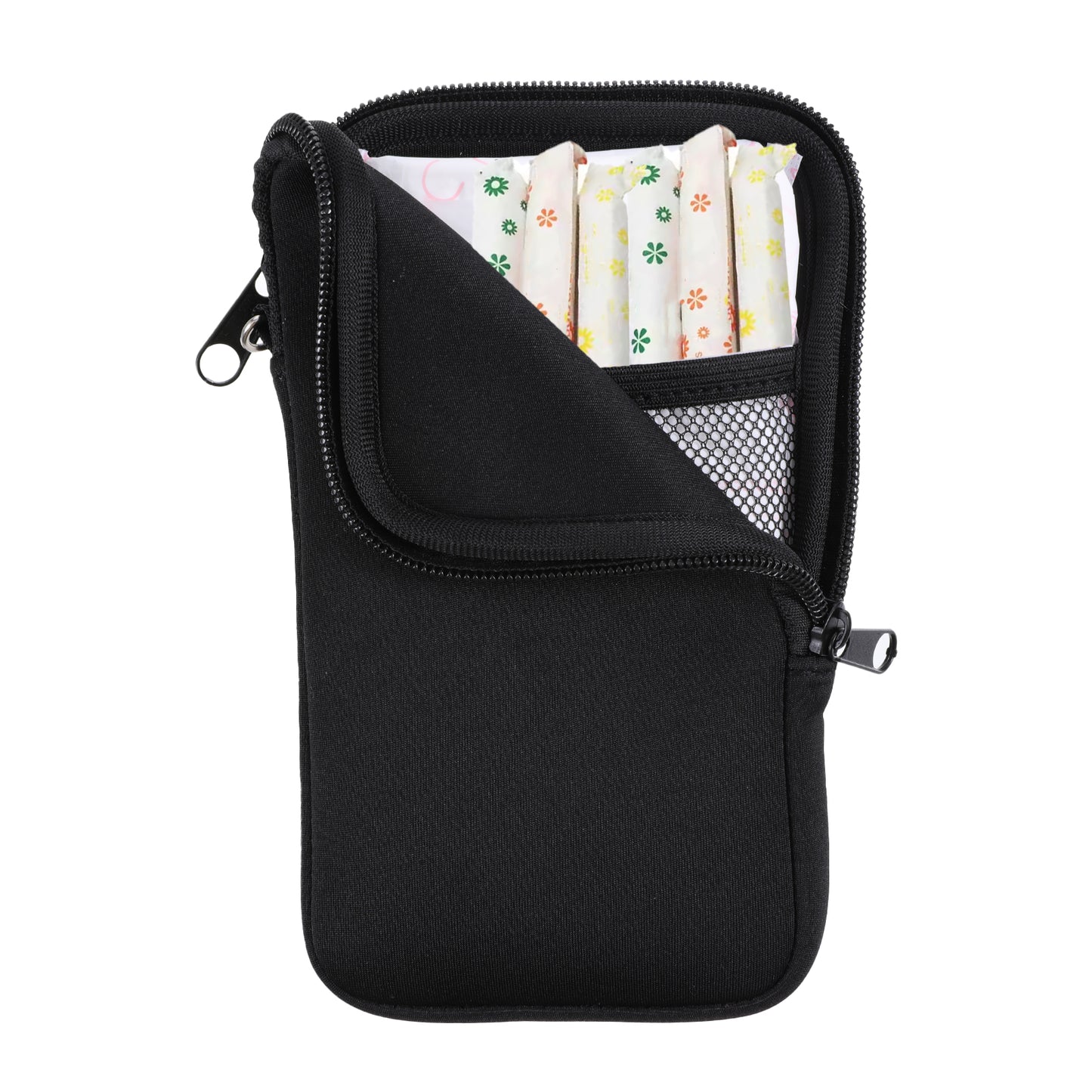 Tampon Storage Bag, Tampon Holder for Purse, Tampons Organizer Bag with Zipper, Portable Period Bags for Women, Discreet Feminine Product Pouch, Black