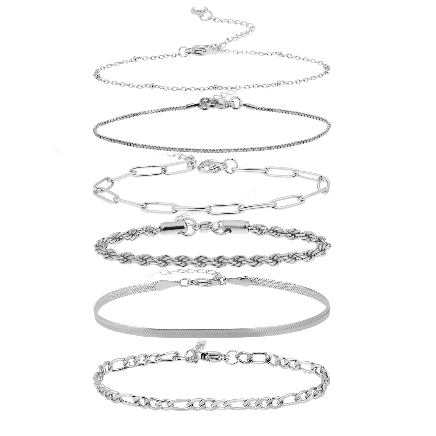 Lusofie 6 Pcs Gold Bracelet Stack 14K Gold Plated Gold Bracelet Set Cuban Link Bracelet Paperclip Chain Bracelet Stackable Bracelets For Women Girls Gold Jewelry