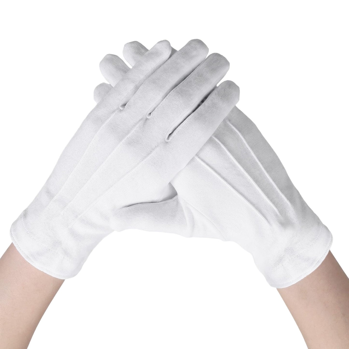 Lusofie White Cotton Gloves with Non-Slip Grip Snap Cuff