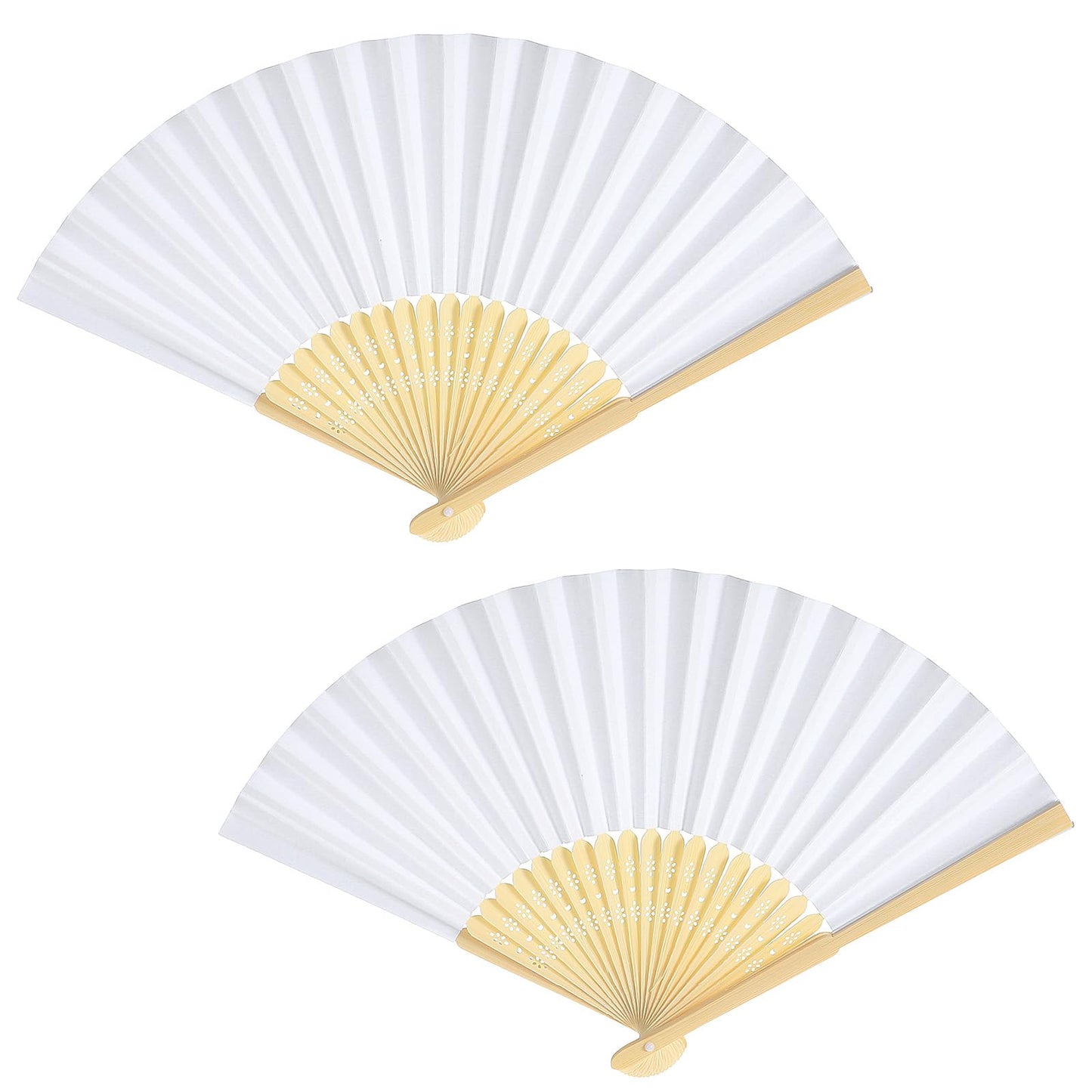 Lusofie 2 Pcs Hand Fan Bulk Sublimation Clack Fan Blanks Paper Fans Folding Hand Fans For Wedding Party Favors DIY Decorative(White)