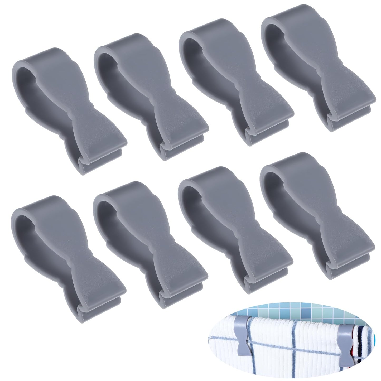 8pcs Towel Chair Clips for Keeps Towel from Falling,Towel Clips for Kitchen,Beach Towel Clip Hand Towel Clips for Bathroom Kitchen Oven Dishwasher Stove Floor(Gray)