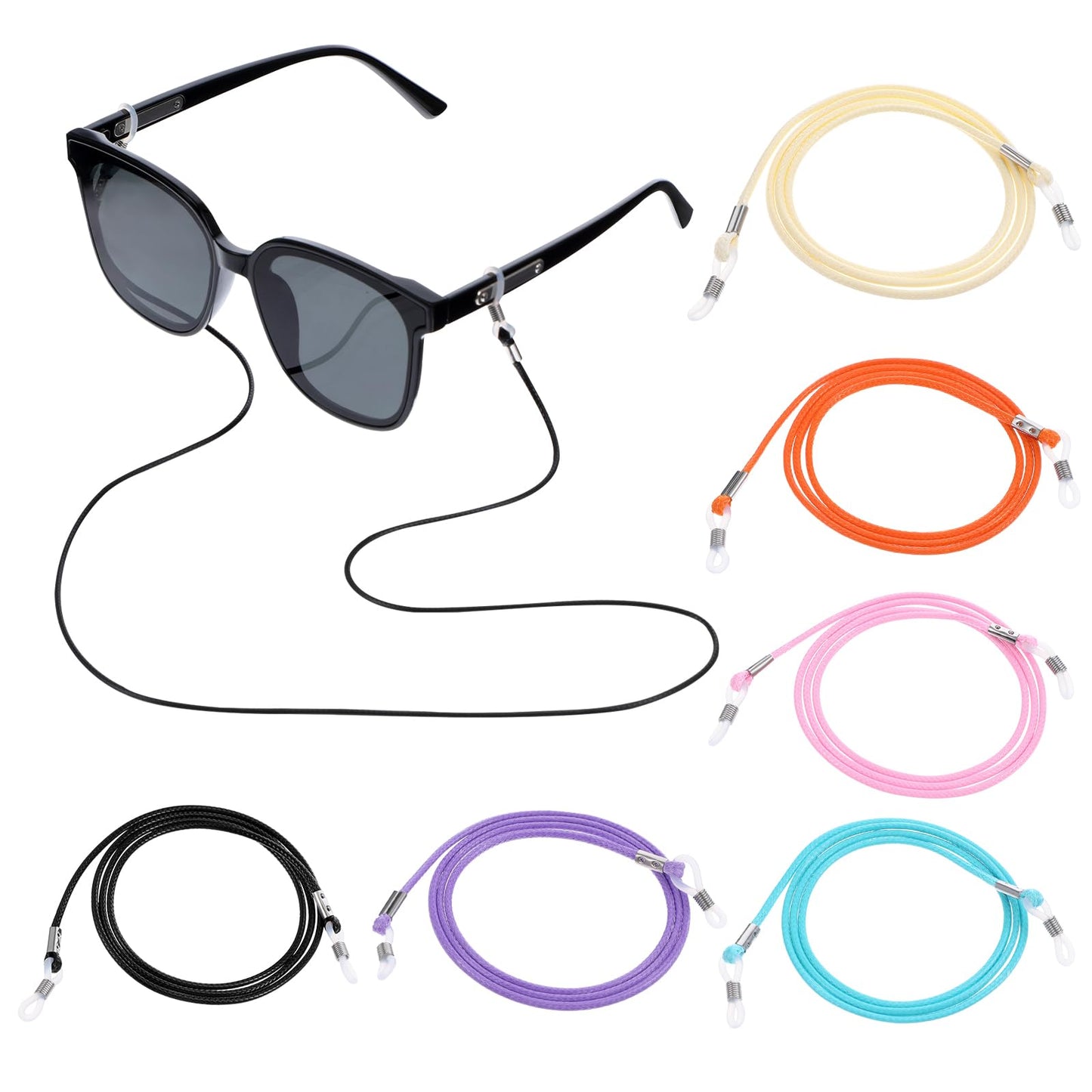 DIVINA VITAE Eyeglass Strap for Women Men, 6Pcs Eyeglass Holders Around Neck Multicolor Glasses String Adjustable Glasses Strap for Sunglasses, Daily Glasses And Reading Glasses