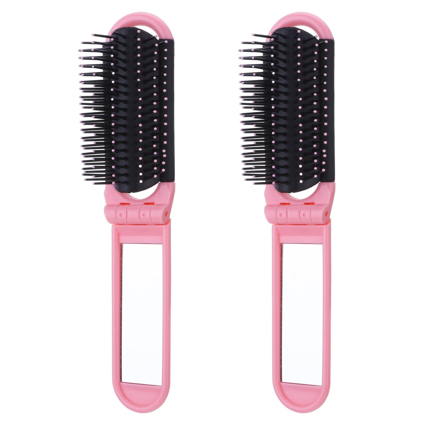 Travel Hair Brush with Mirror, 2 PCS Folding Comb Hair Massage Comb Compact Hair Brush Mini Hair Brush for Purse Small Wet Hair Brush for Women Men